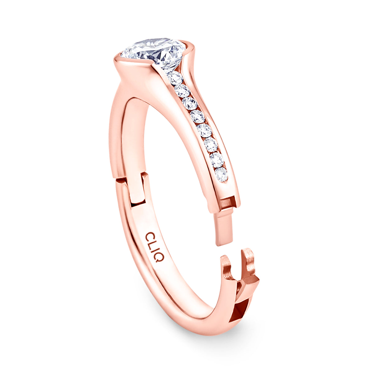 Chamonix Half Bezel Engagement Ring with Side Stones