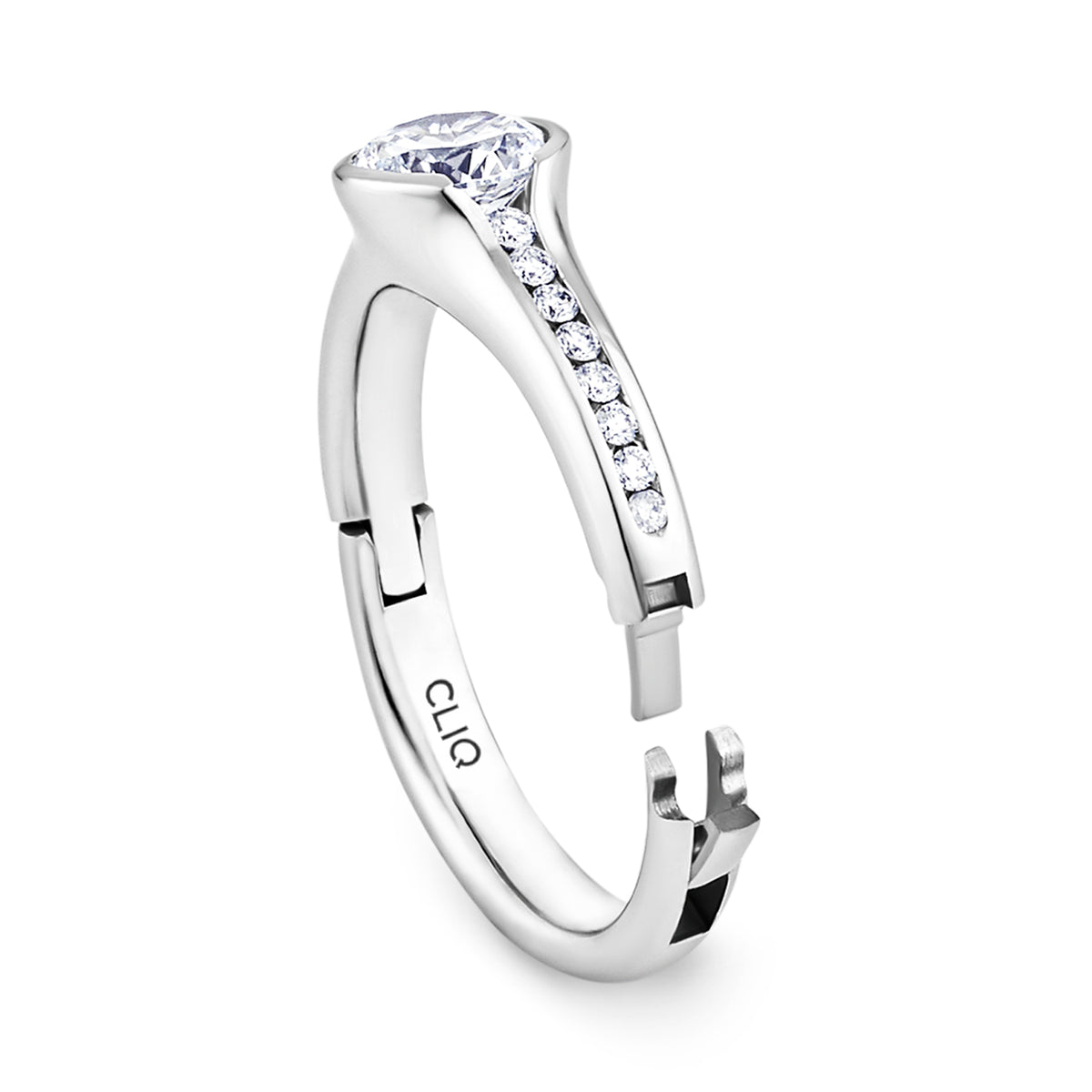 Chamonix Half Bezel Engagement Ring with Side Stones