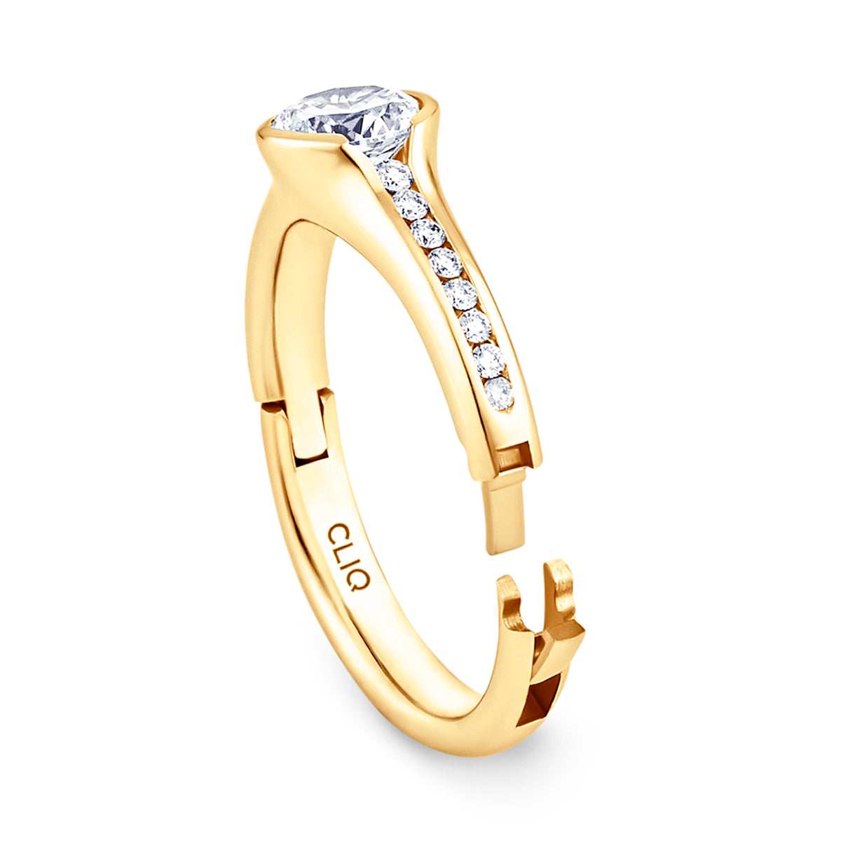 Chamonix Half Bezel Engagement Ring with Side Stones