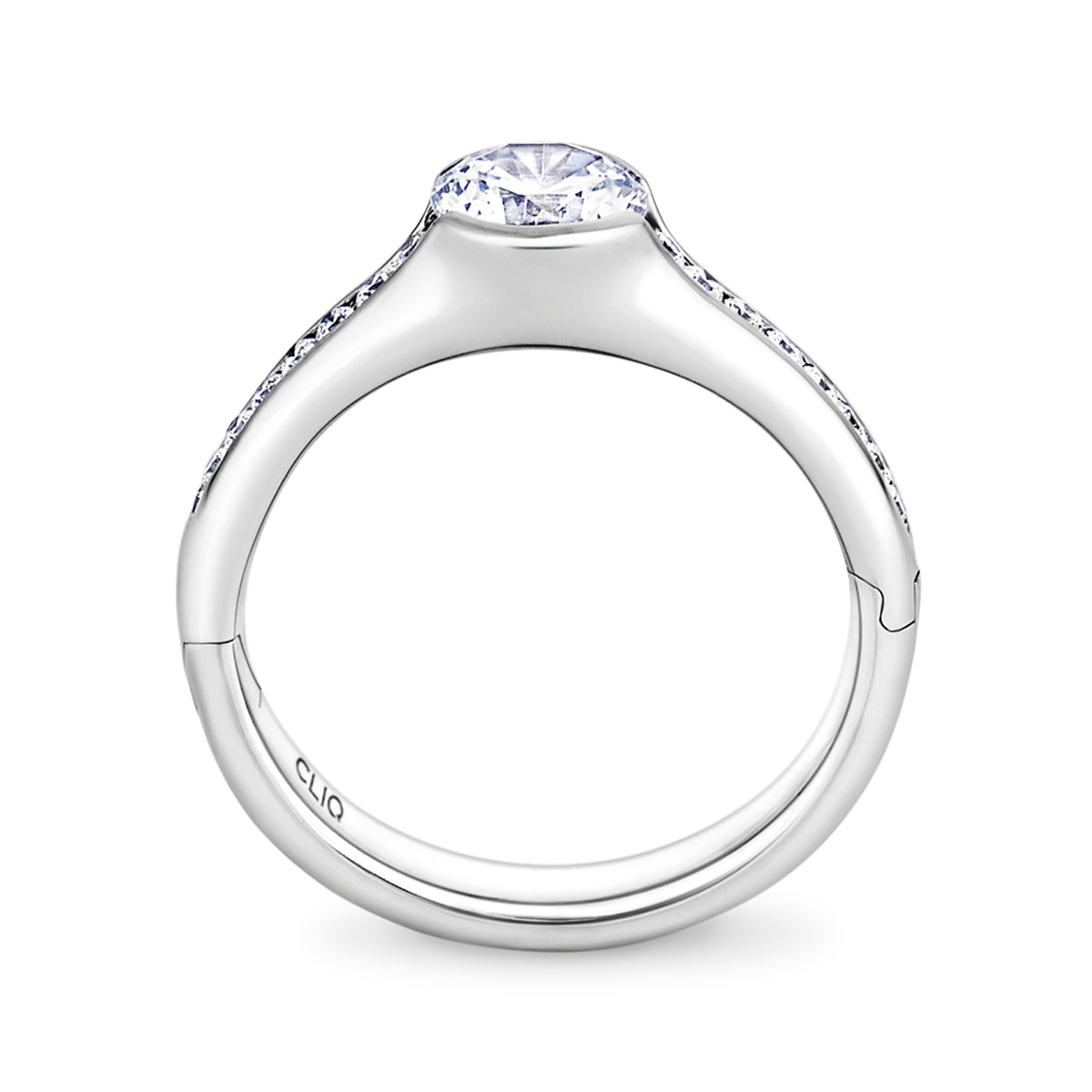 Chamonix Half Bezel Engagement Ring with Side Stones