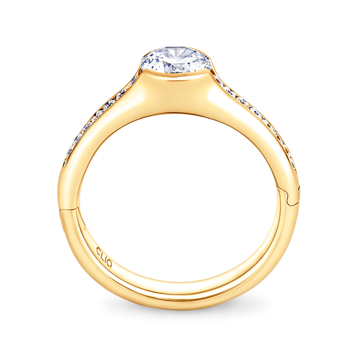 Chamonix Half Bezel Engagement Ring with Side Stones
