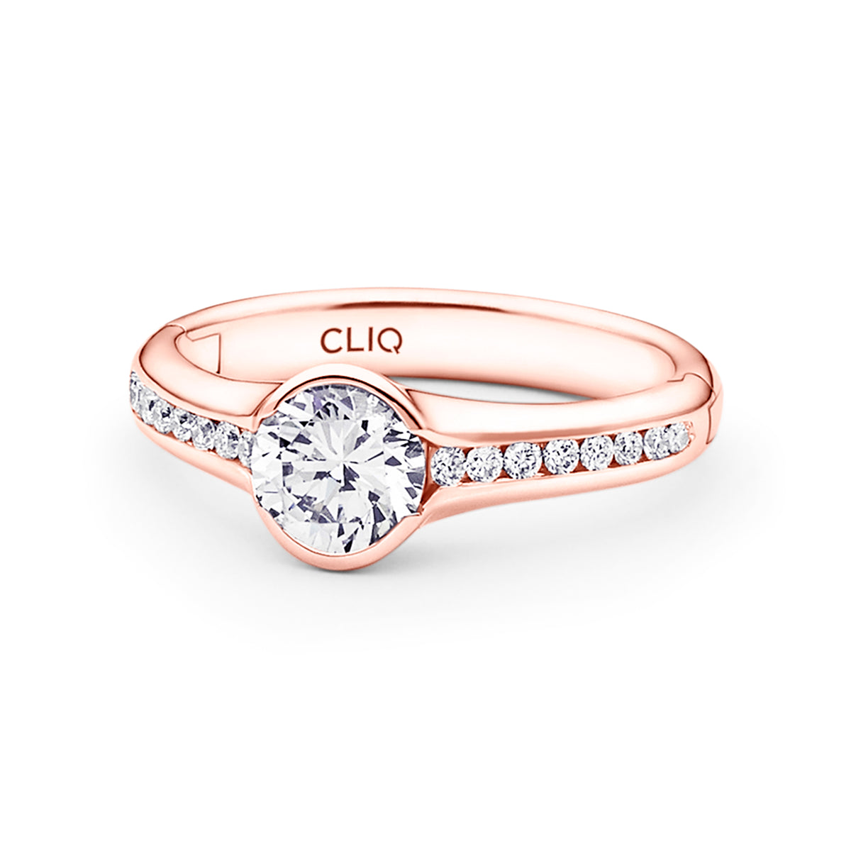 Chamonix Half Bezel Engagement Ring with Side Stones