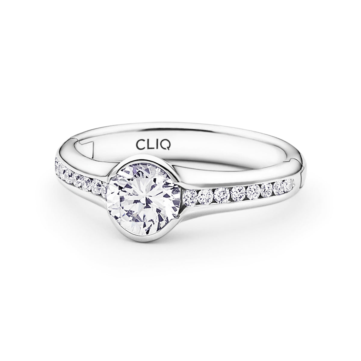 Chamonix Half Bezel Engagement Ring with Side Stones