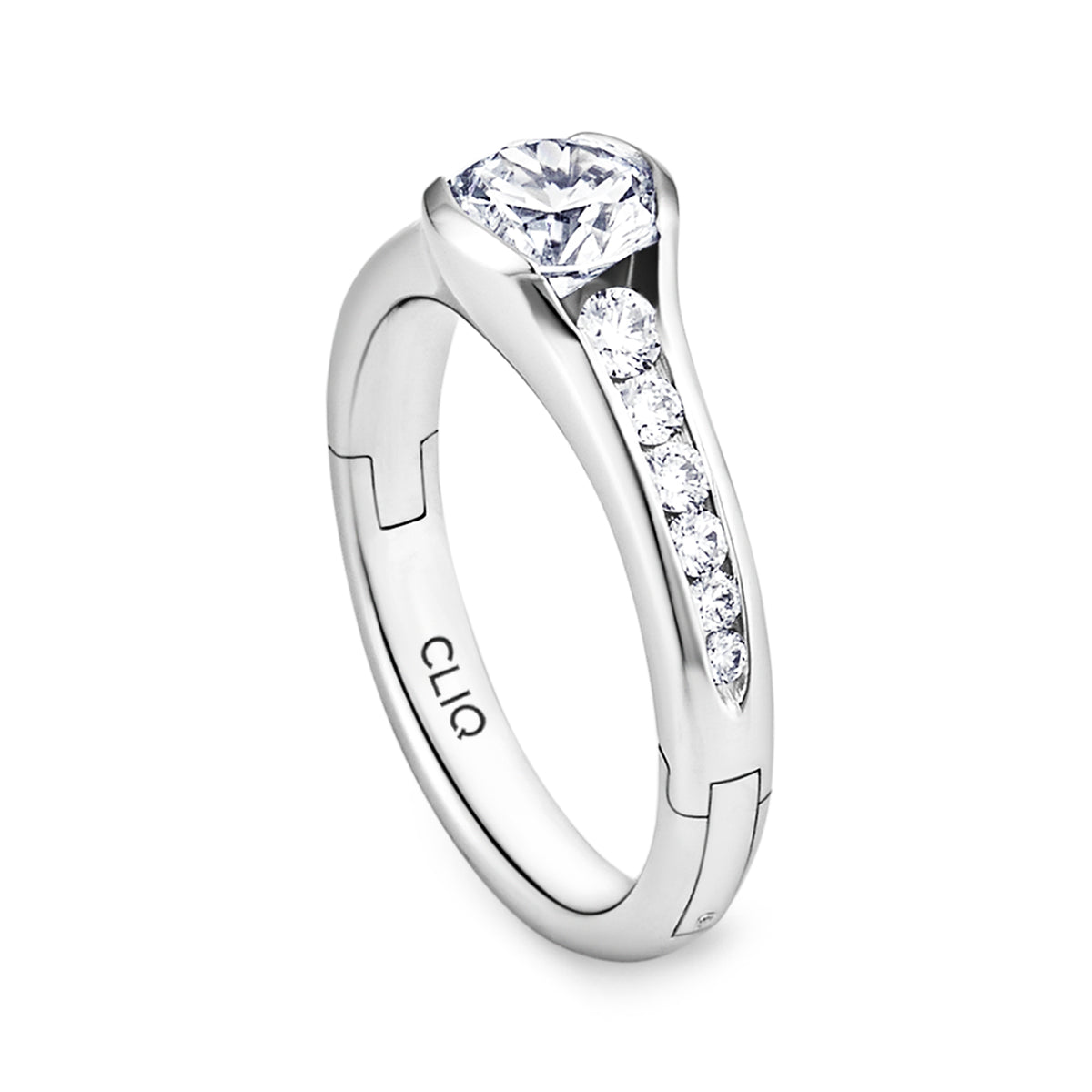 Chamonix Half Bezel Engagement Ring with Graduating Side Stones