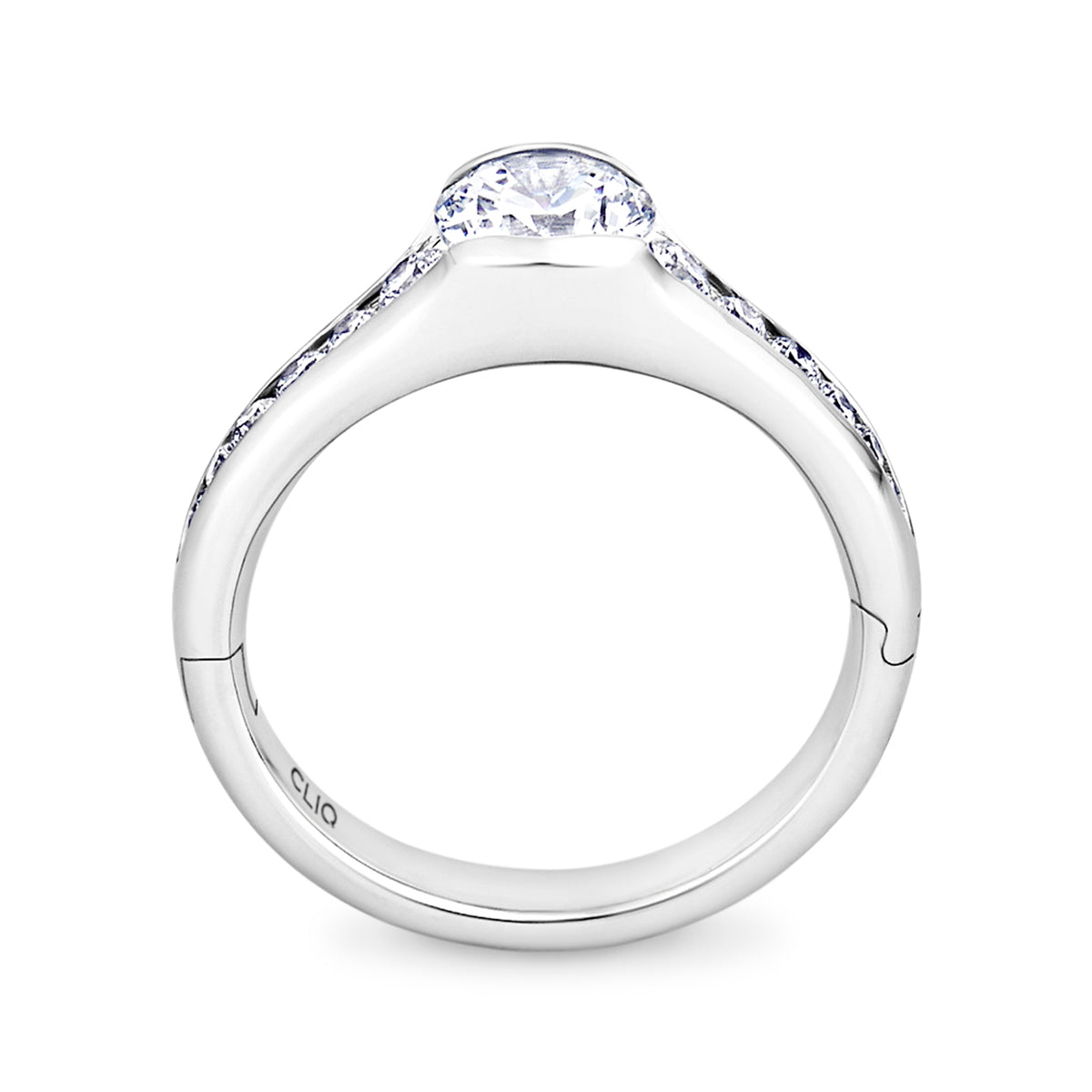 Chamonix Half Bezel Engagement Ring with Graduating Side Stones