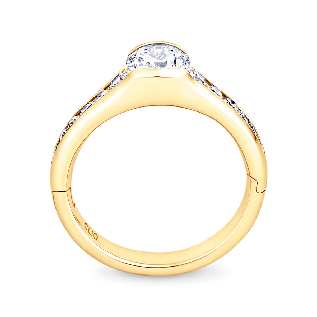 Chamonix Half Bezel Engagement Ring with Graduating Side Stones