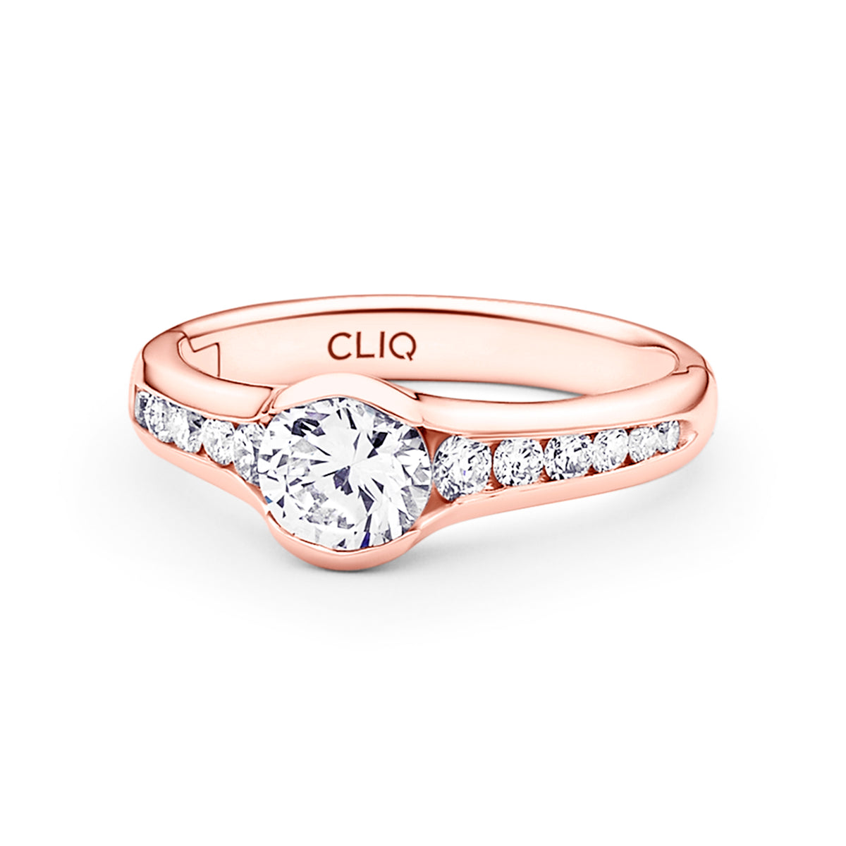 Chamonix Half Bezel Engagement Ring with Graduating Side Stones