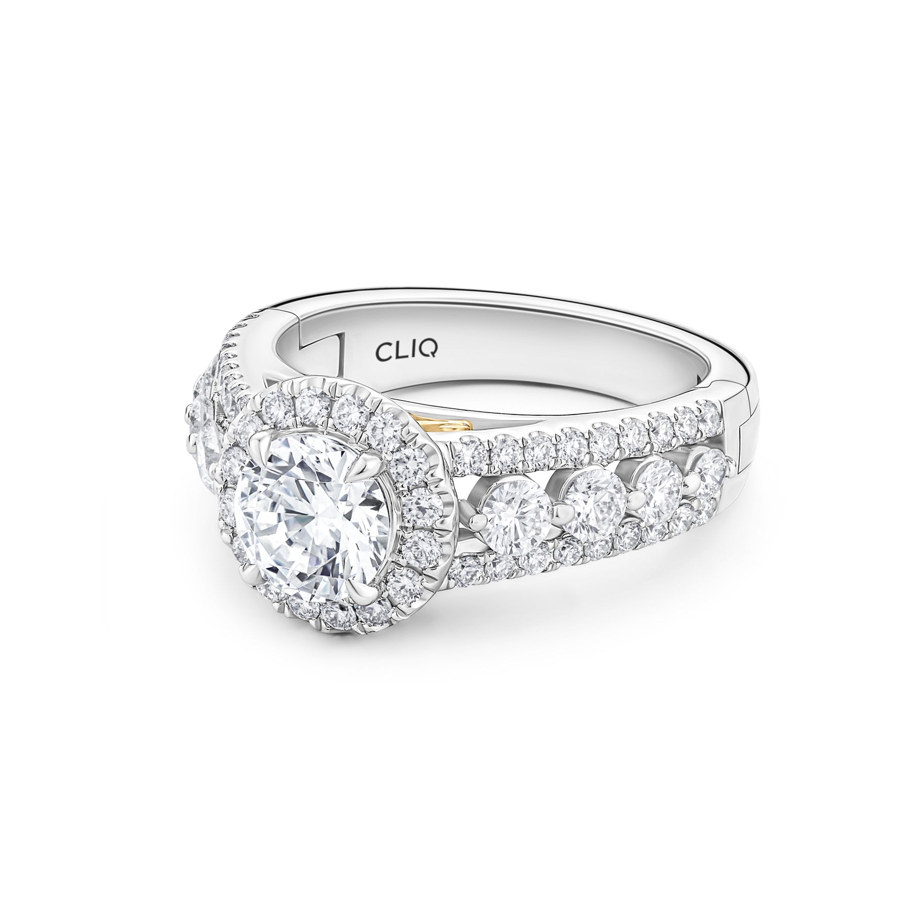 Addilyn Halo Engagement Ring with Side Stones