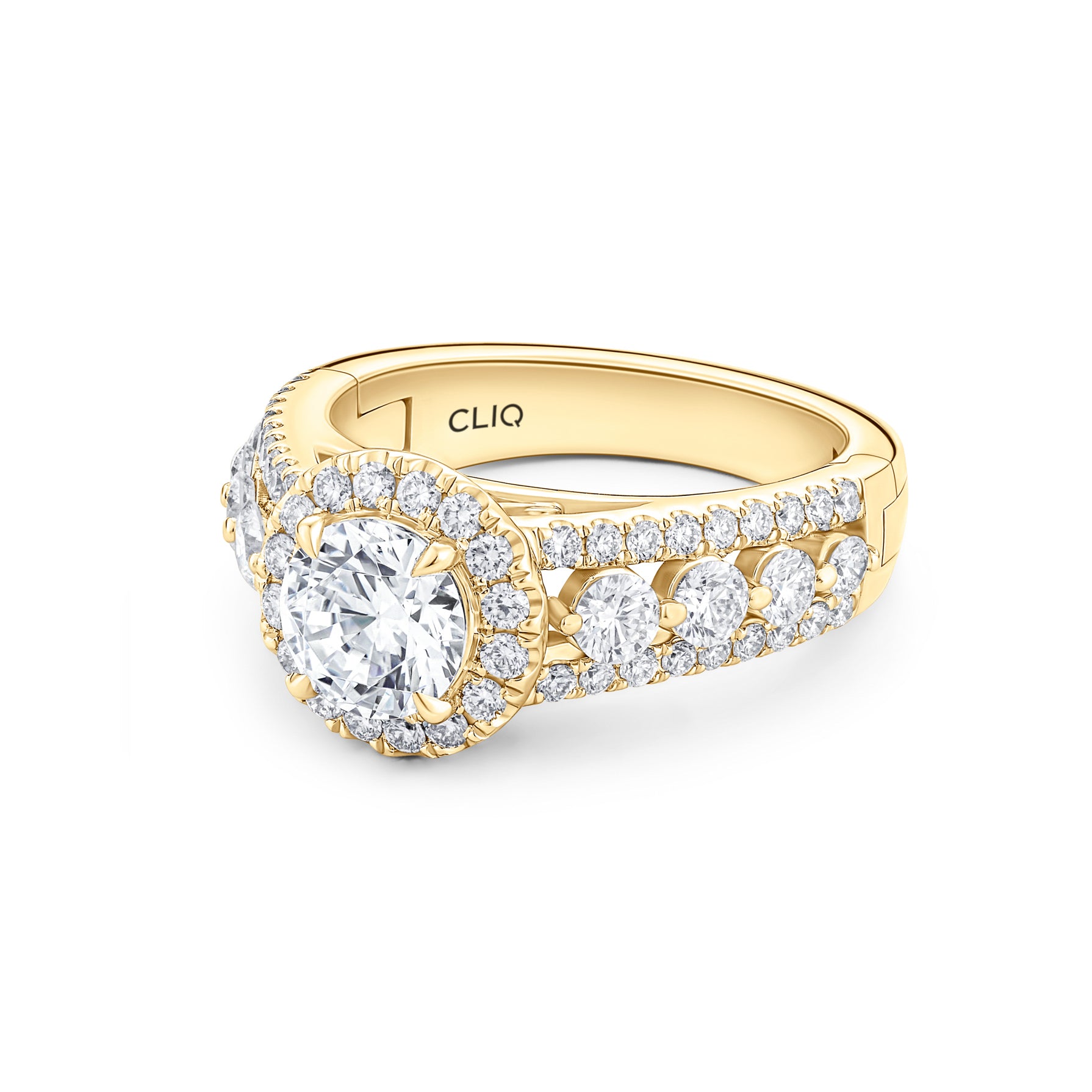 Addilyn Halo Engagement Ring with Side Stones