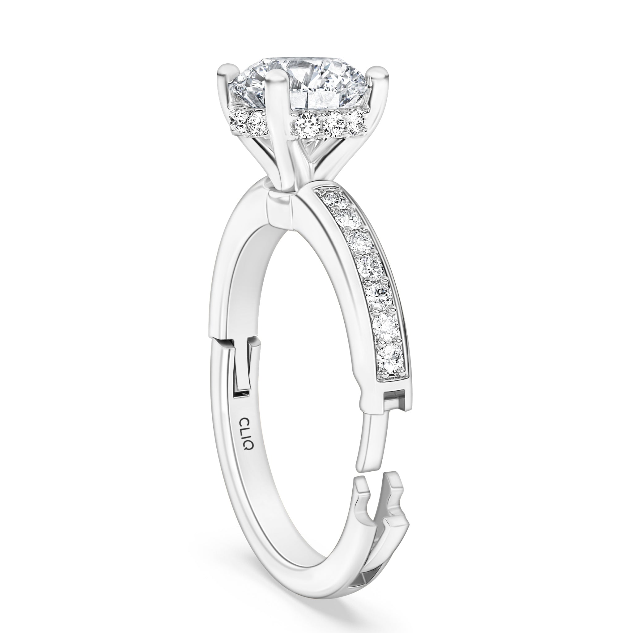 Julian Hidden Halo Engagement Ring with Side Stones