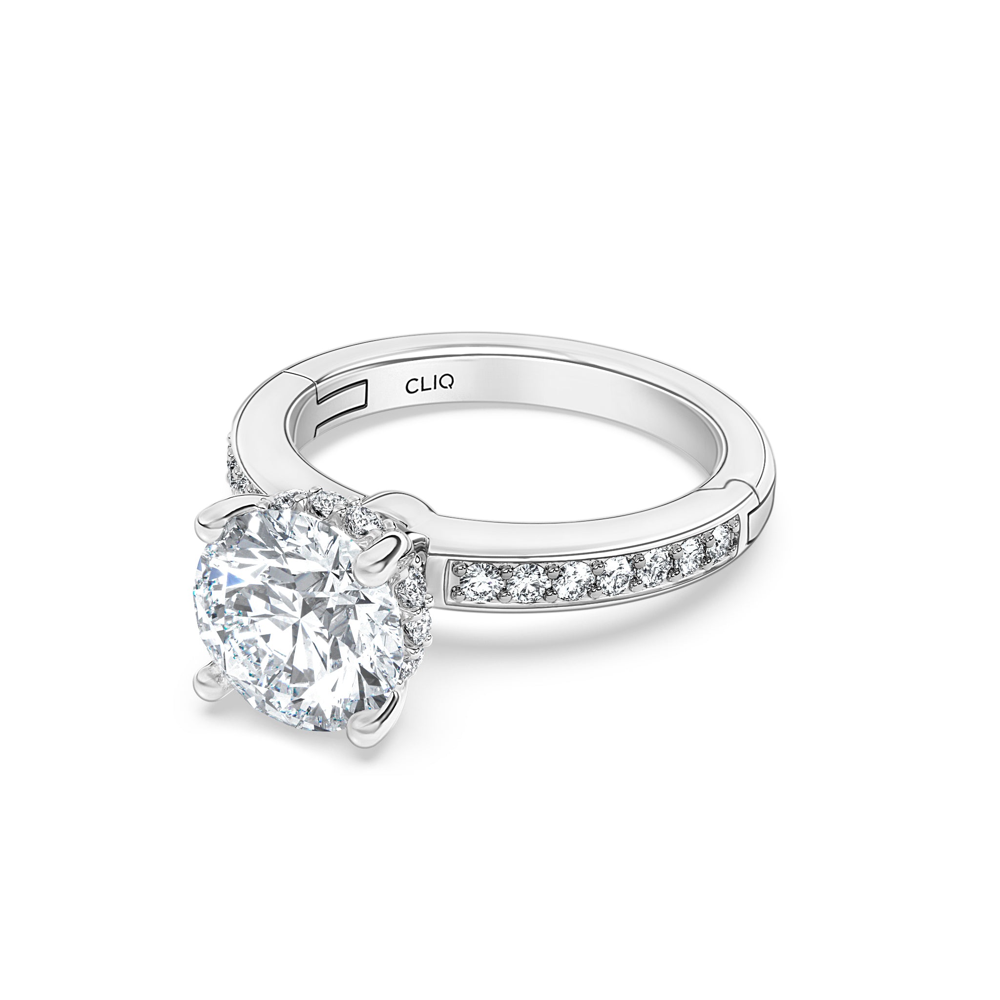 Julian Hidden Halo Engagement Ring with Side Stones