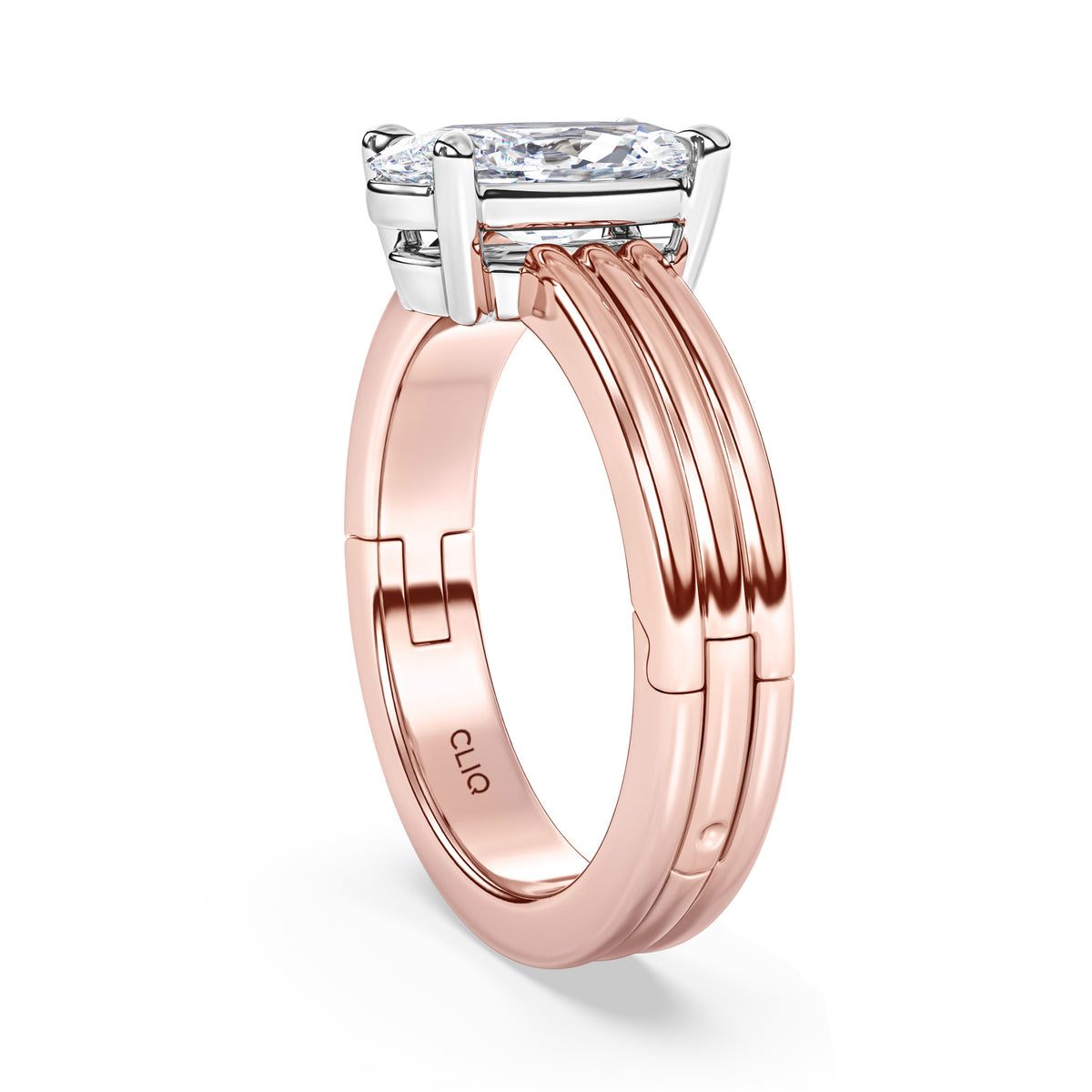 Kenzie Engraved Line Solitaire Engagement Ring, 4mm