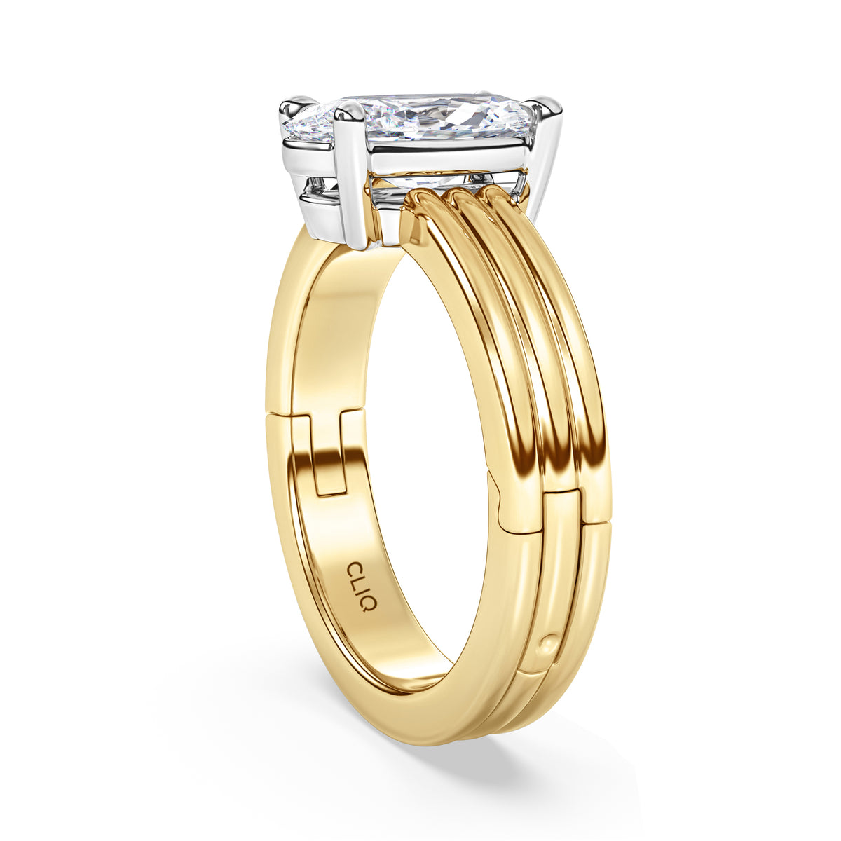 Kenzie Engraved Line Solitaire Engagement Ring, 4mm
