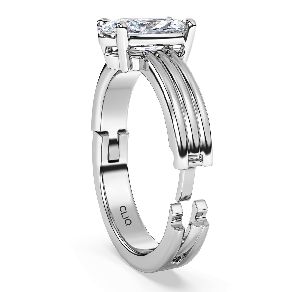 Kenzie Engraved Line Solitaire Engagement Ring, 4mm