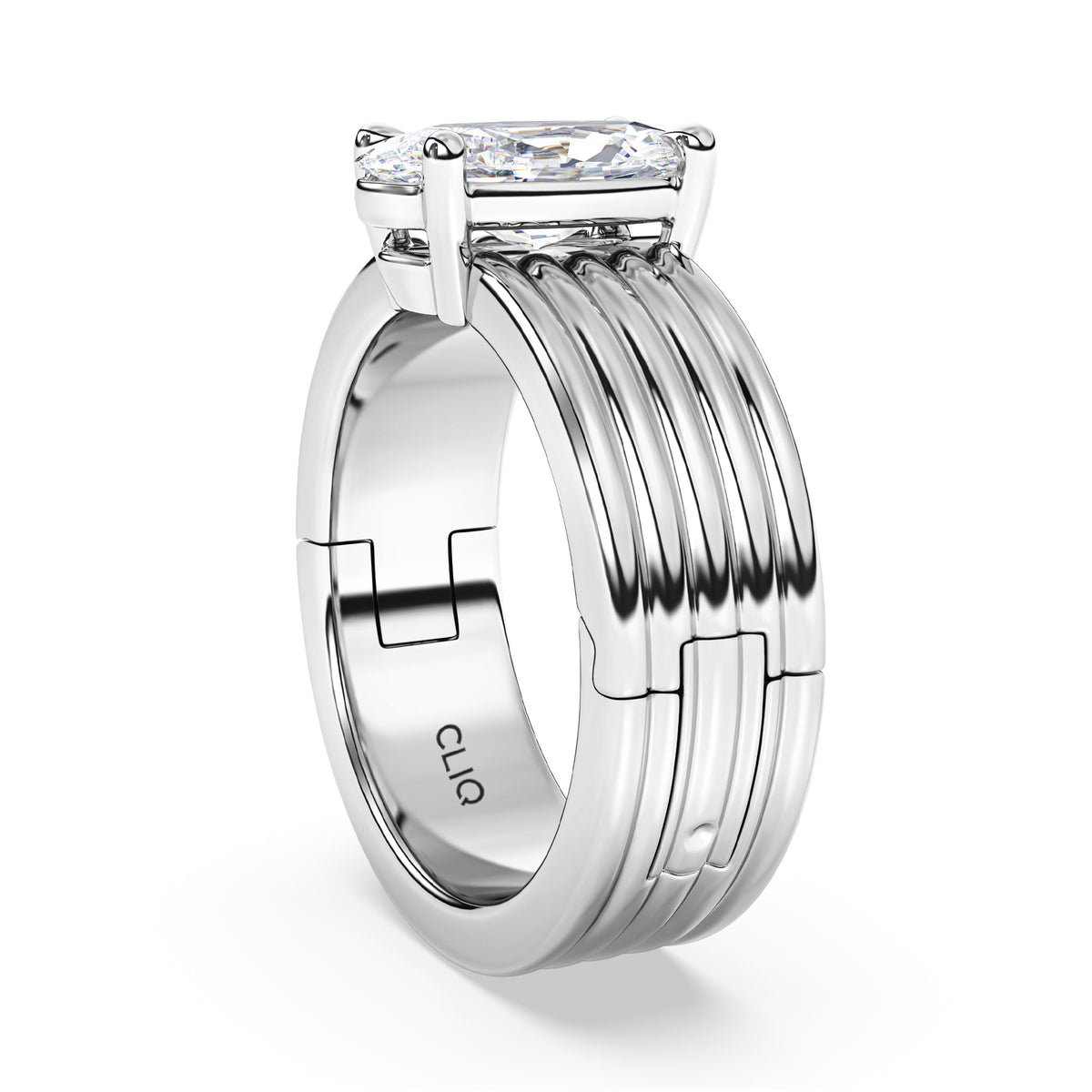 Kenzie Engraved Line Solitaire Engagement Ring, 6.5mm