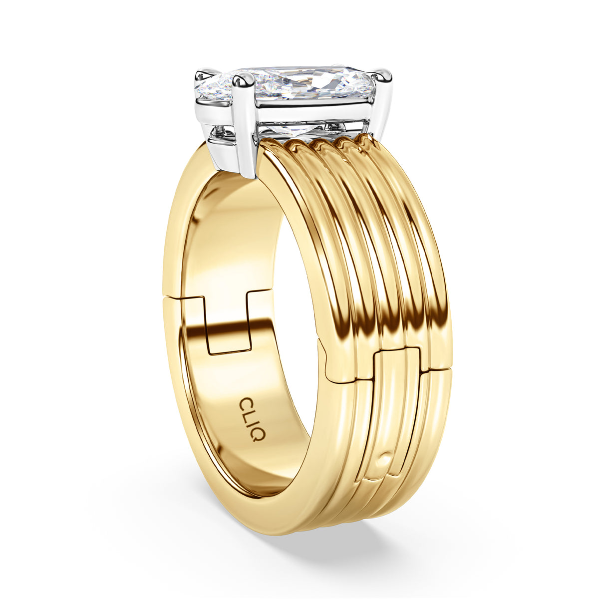 Kenzie Engraved Line Solitaire Engagement Ring, 6.5mm