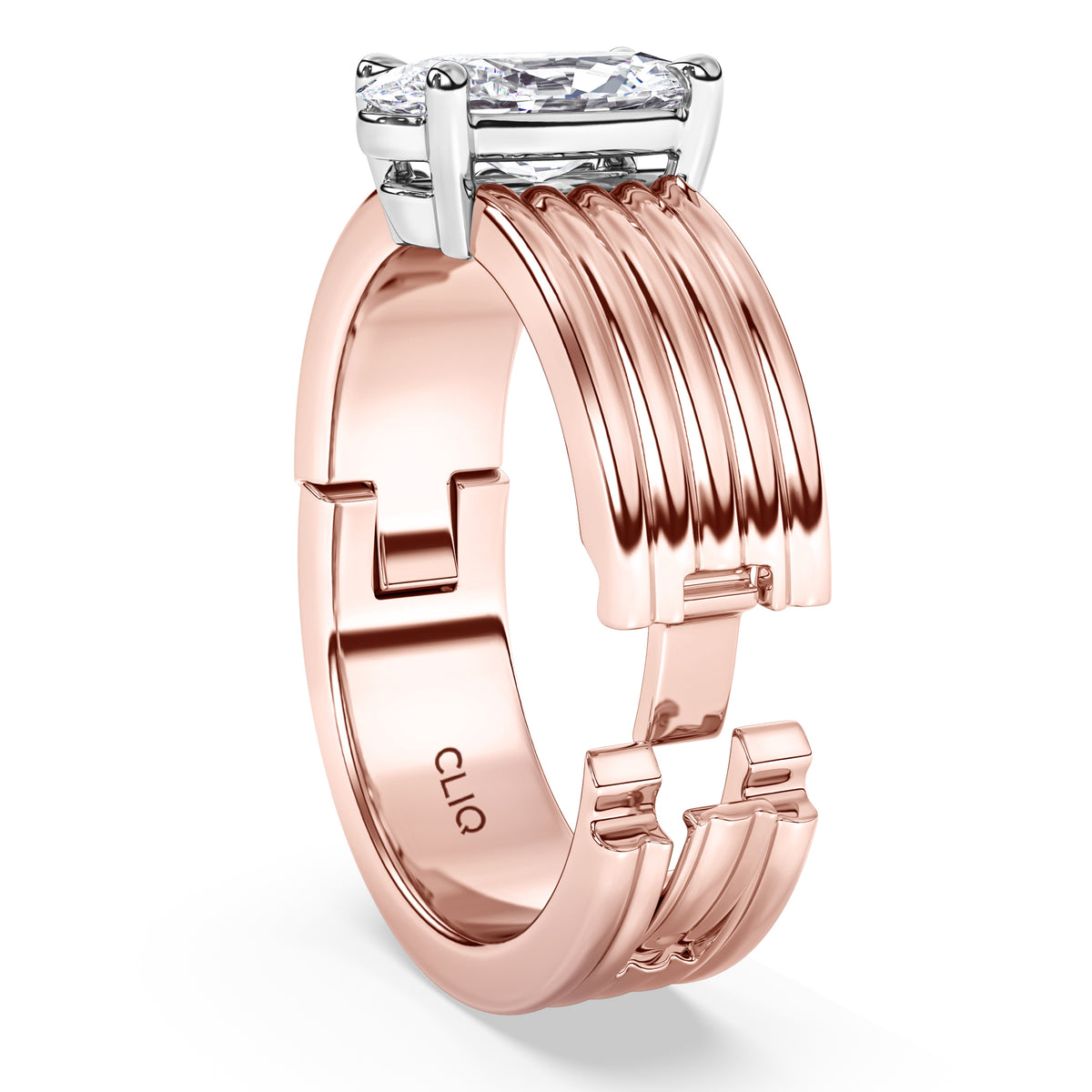 Kenzie Engraved Line Solitaire Engagement Ring, 6.5mm