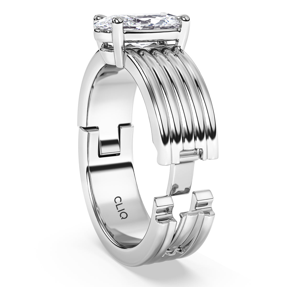 Kenzie Engraved Line Solitaire Engagement Ring, 6.5mm