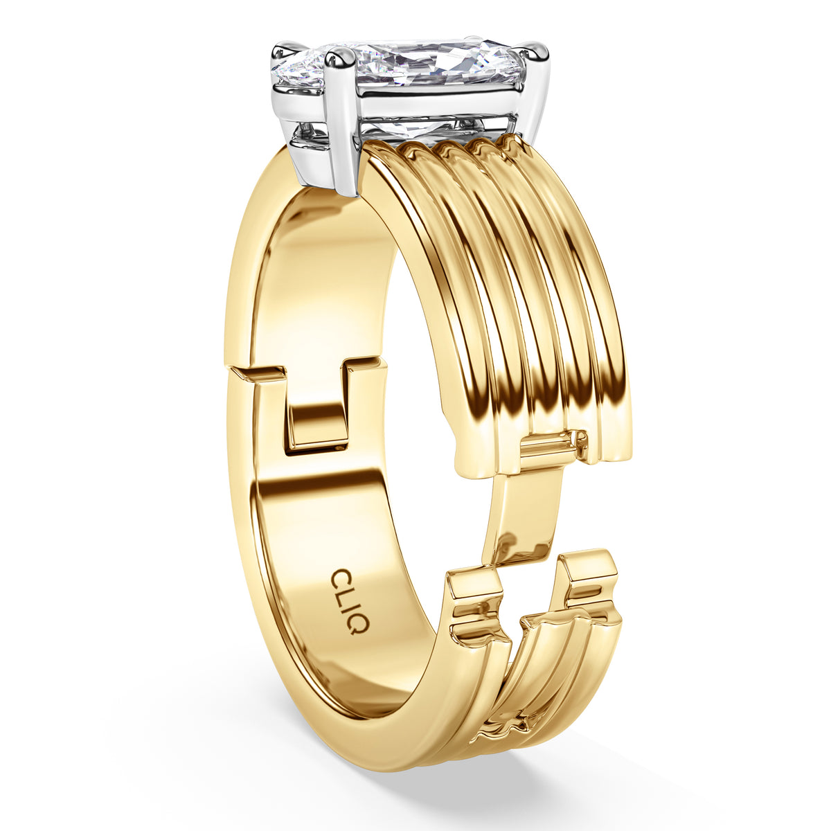Kenzie Engraved Line Solitaire Engagement Ring, 6.5mm