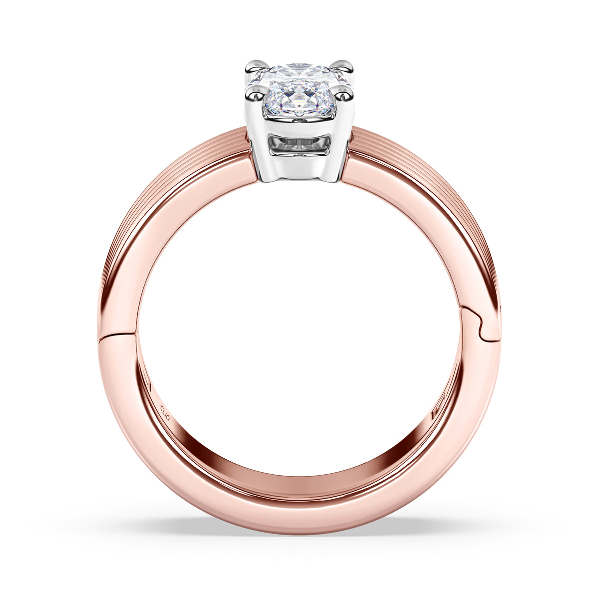 Kenzie Engraved Line Solitaire Engagement Ring, 6.5mm