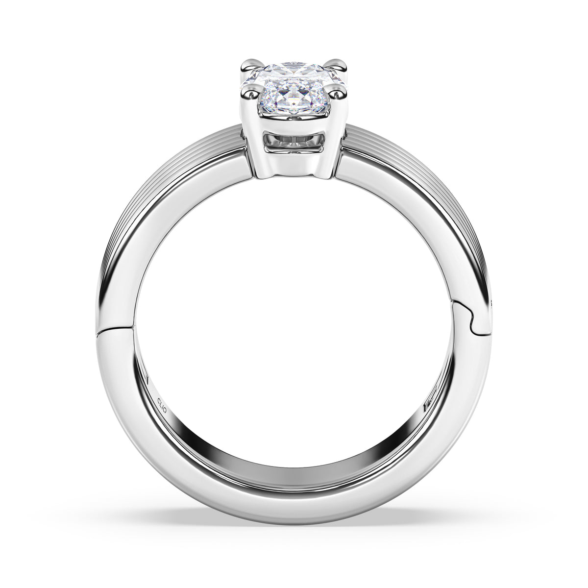 Kenzie Engraved Line Solitaire Engagement Ring, 6.5mm
