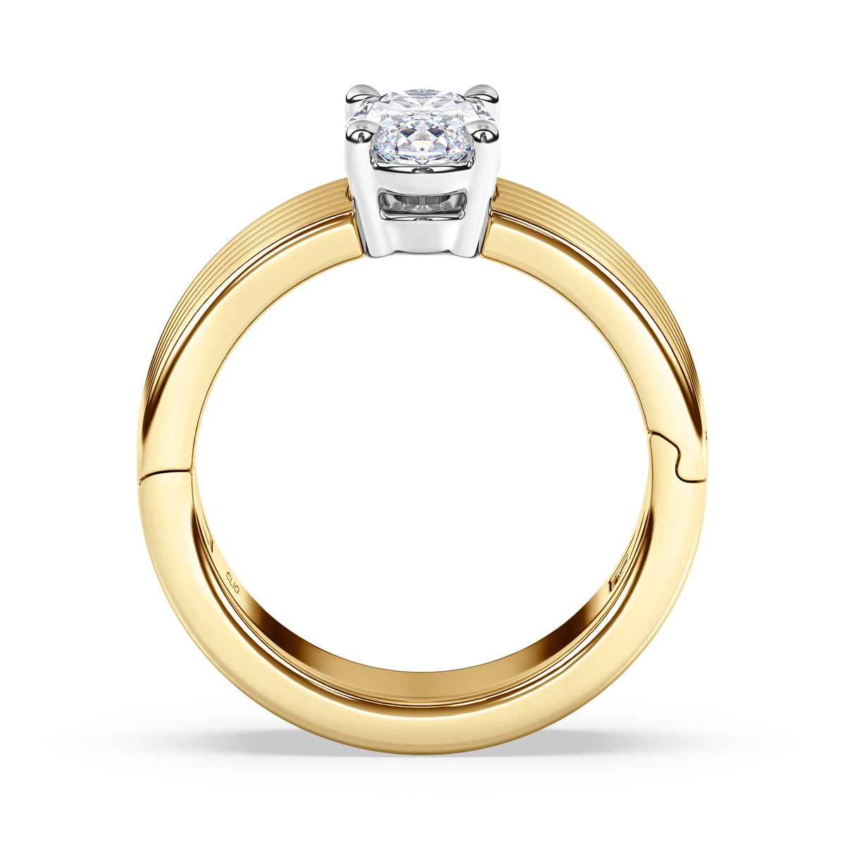Kenzie Engraved Line Solitaire Engagement Ring, 6.5mm