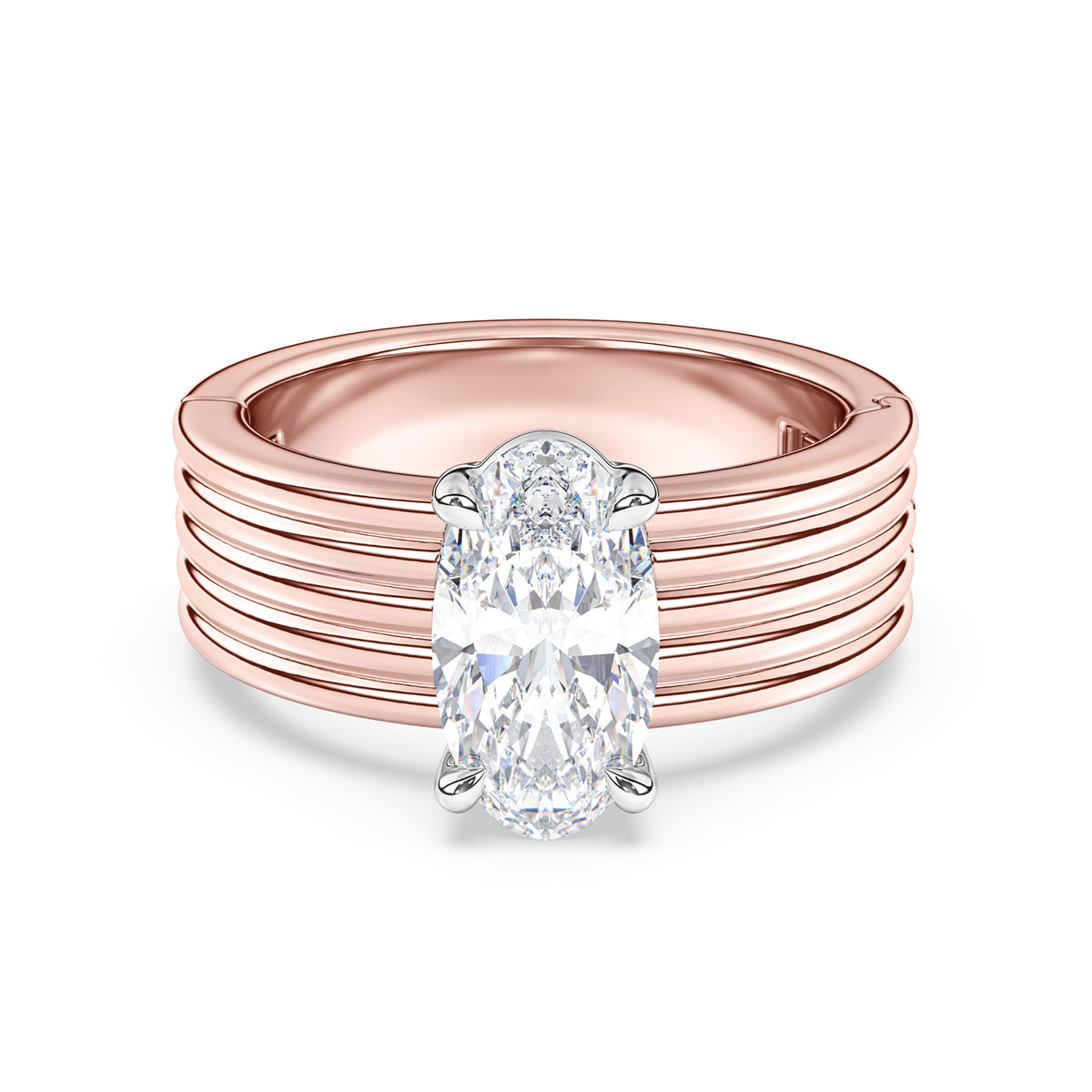 Kenzie Engraved Line Solitaire Engagement Ring, 6.5mm