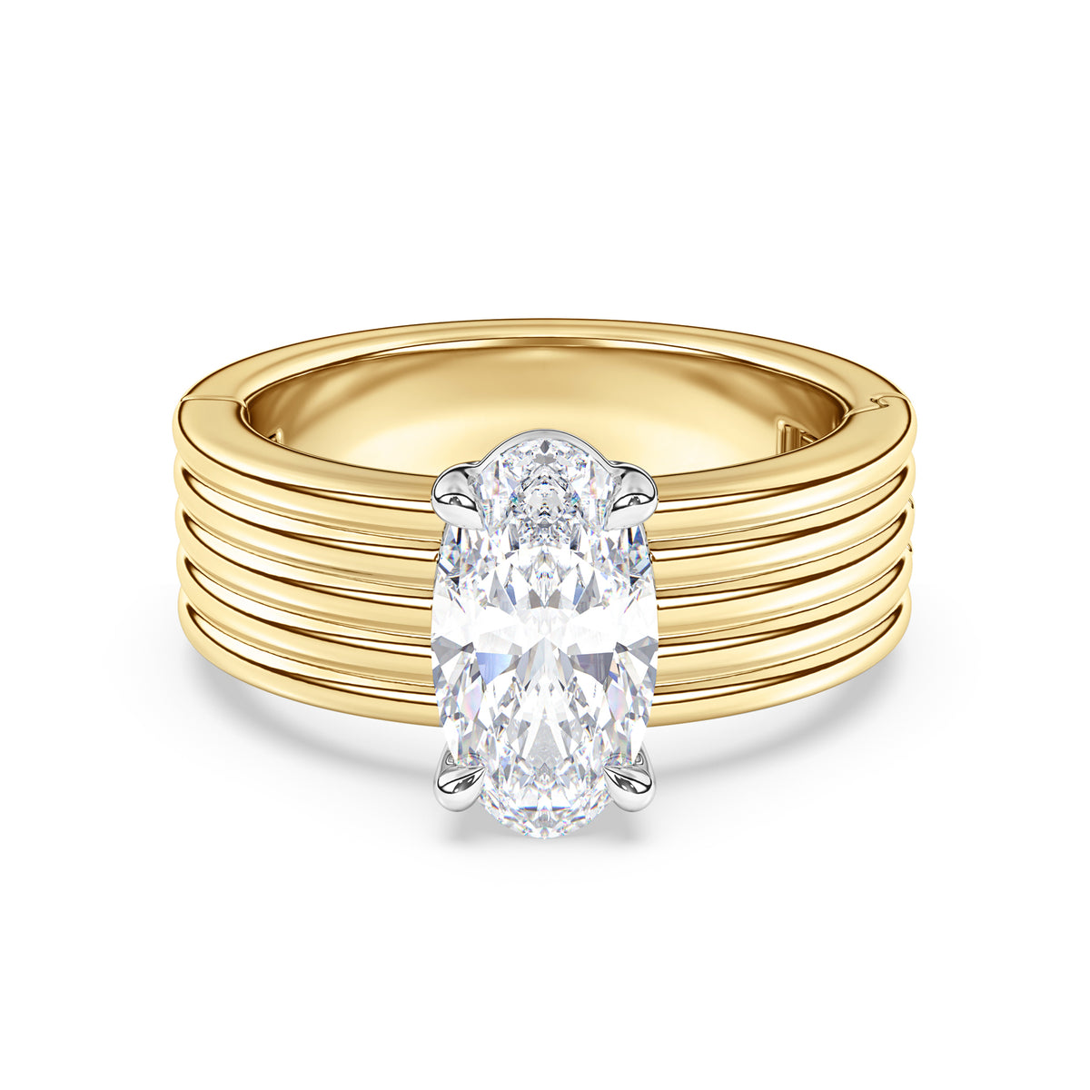 Kenzie Engraved Line Solitaire Engagement Ring, 6.5mm