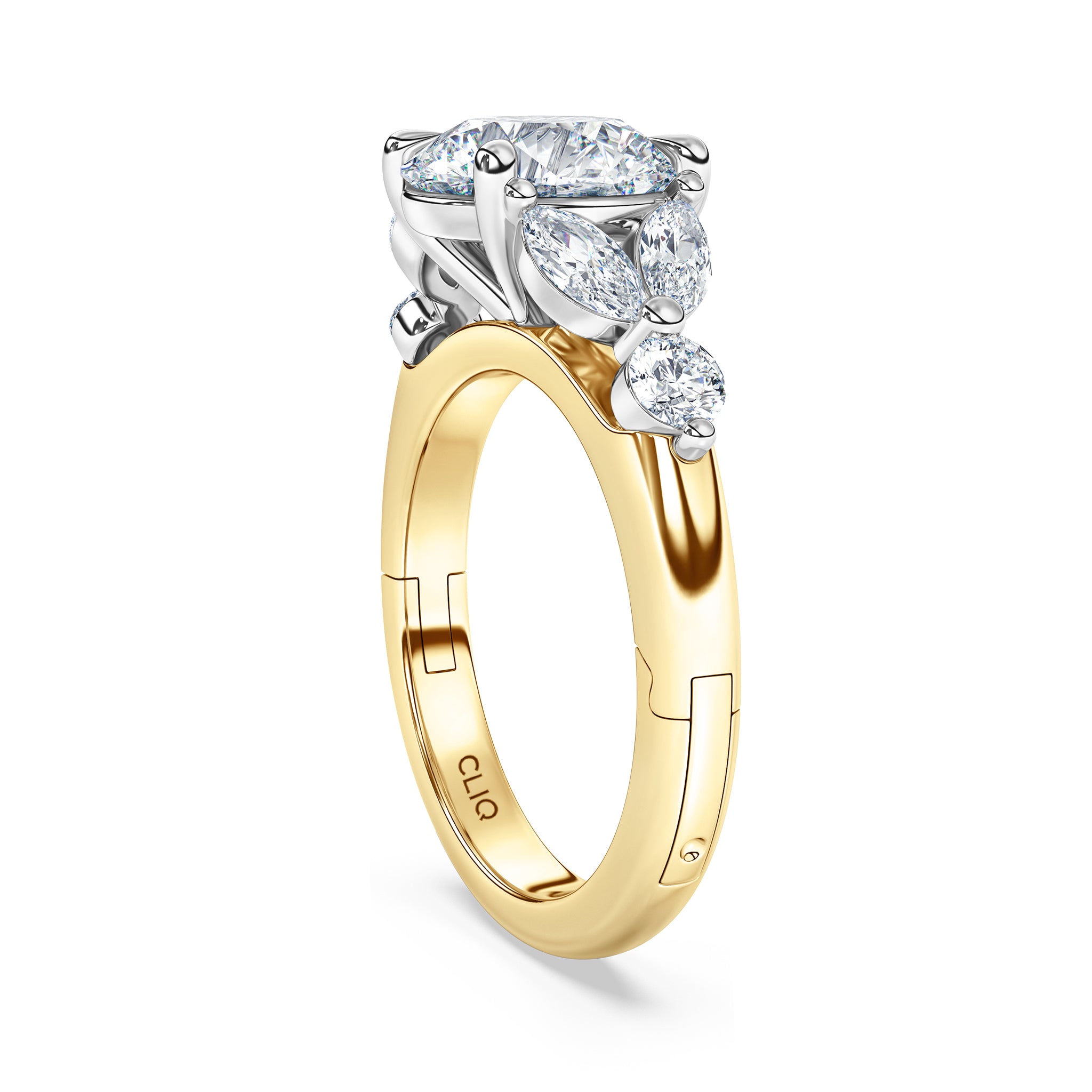La Fleur Diamond Engagement Ring with Side Stones