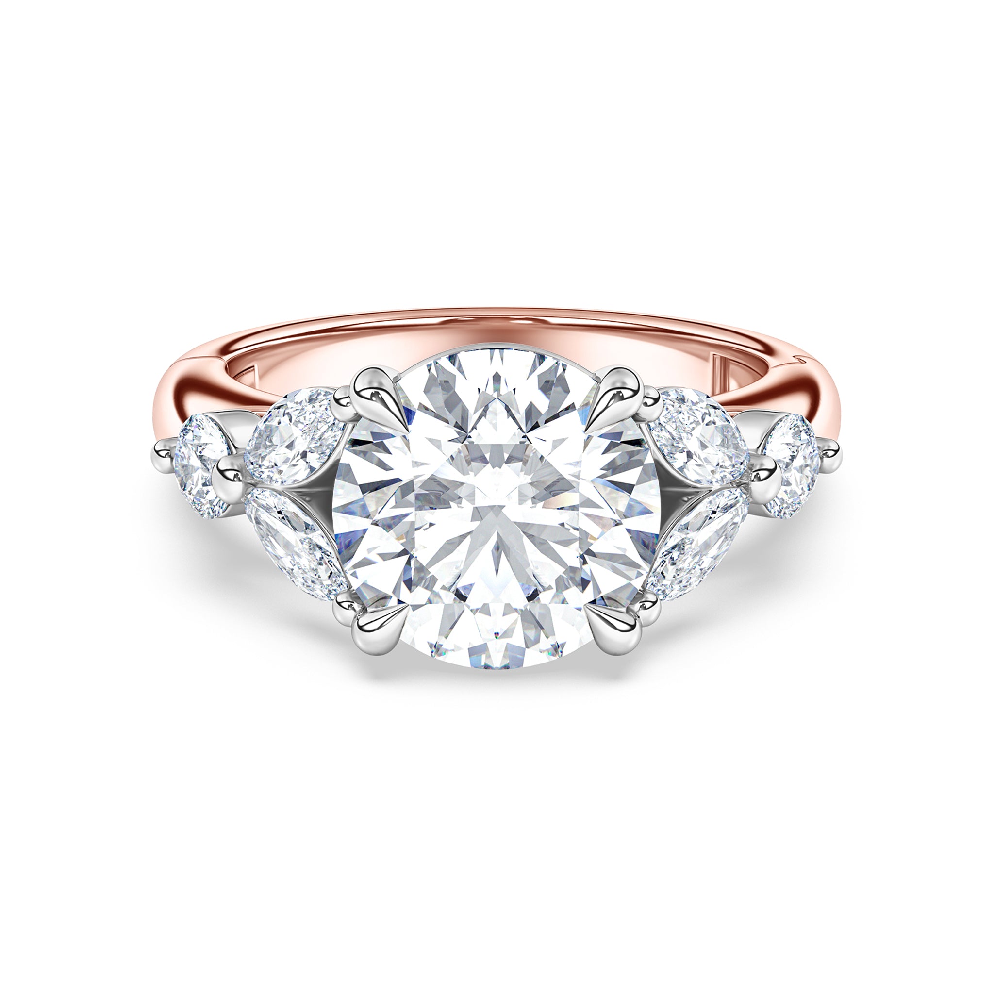 La Fleur Diamond Engagement Ring with Side Stones