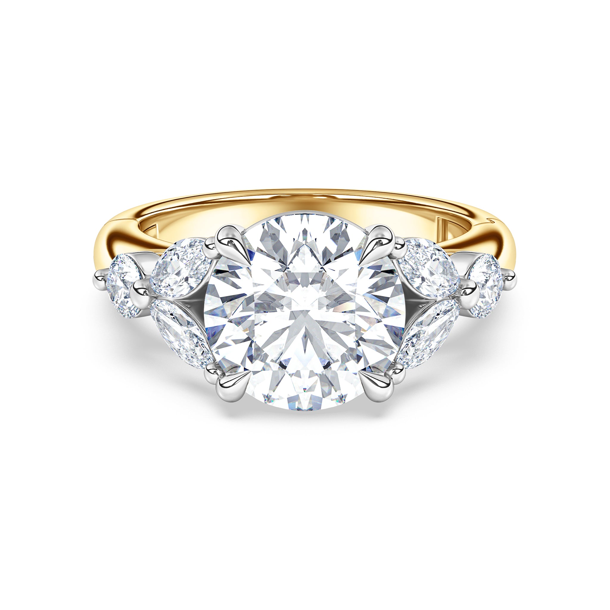 La Fleur Diamond Engagement Ring with Side Stones
