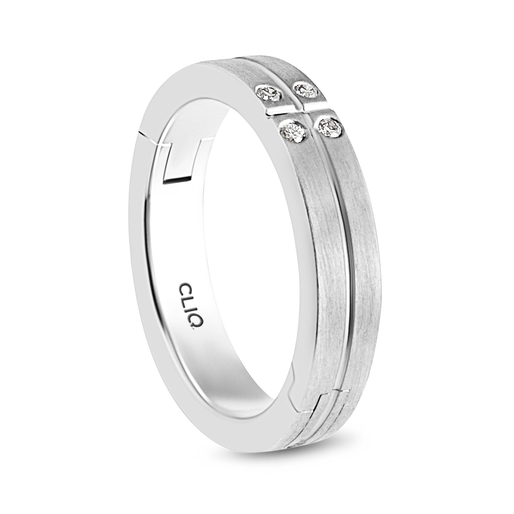 Quattro Diamond Band with Matte Finish, 4mm