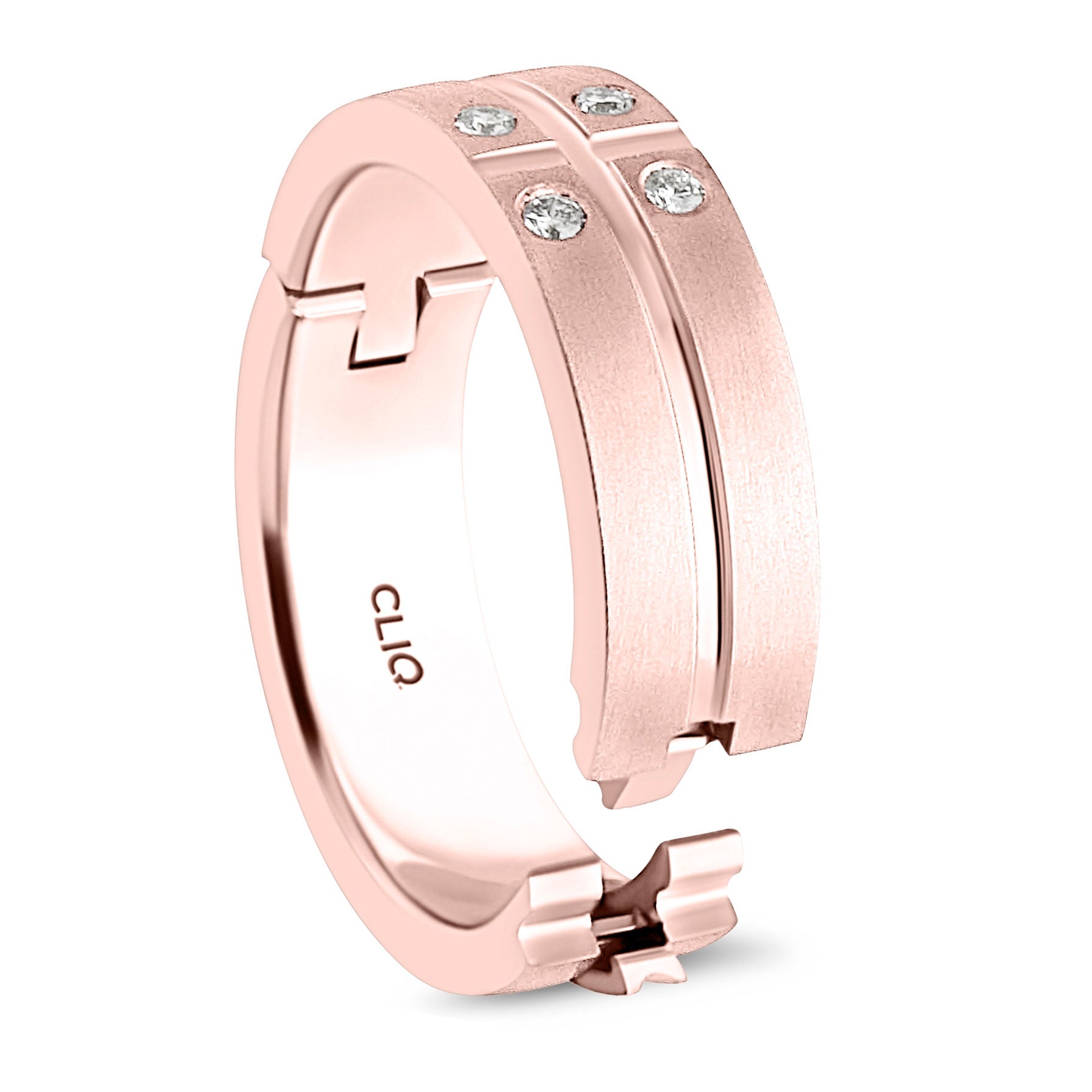 Quattro Diamond Band with Matte Finish, 6mm