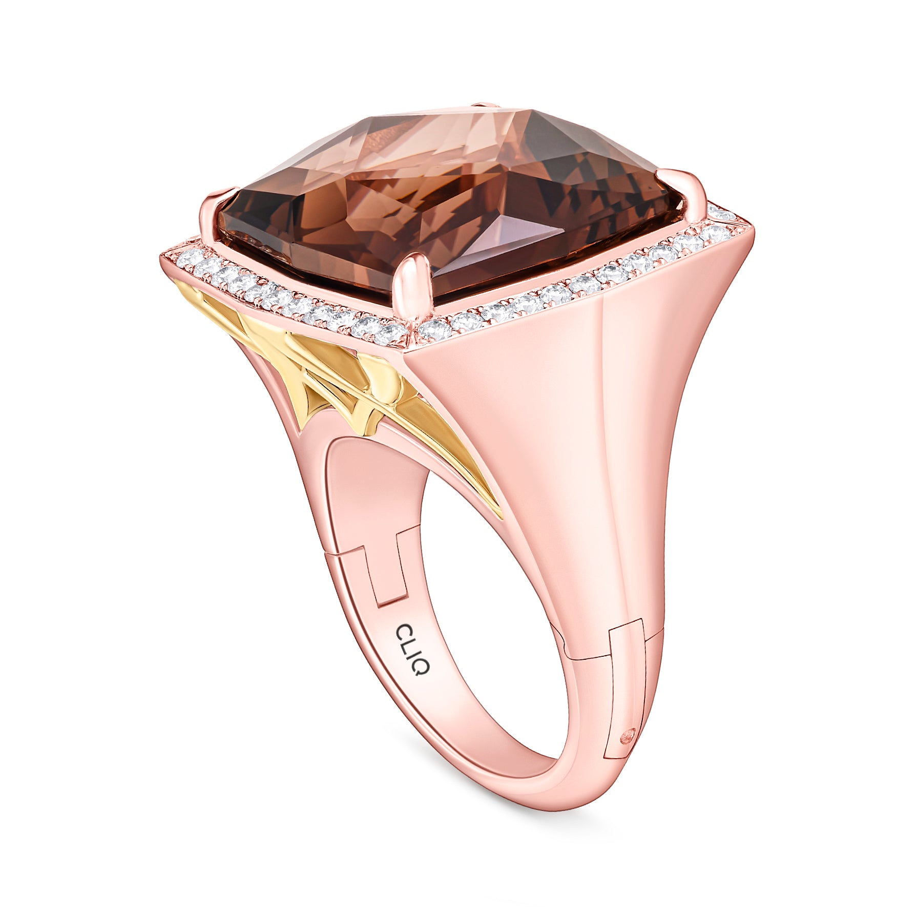 Hibiscus Smoky Topaz Cocktail Ring