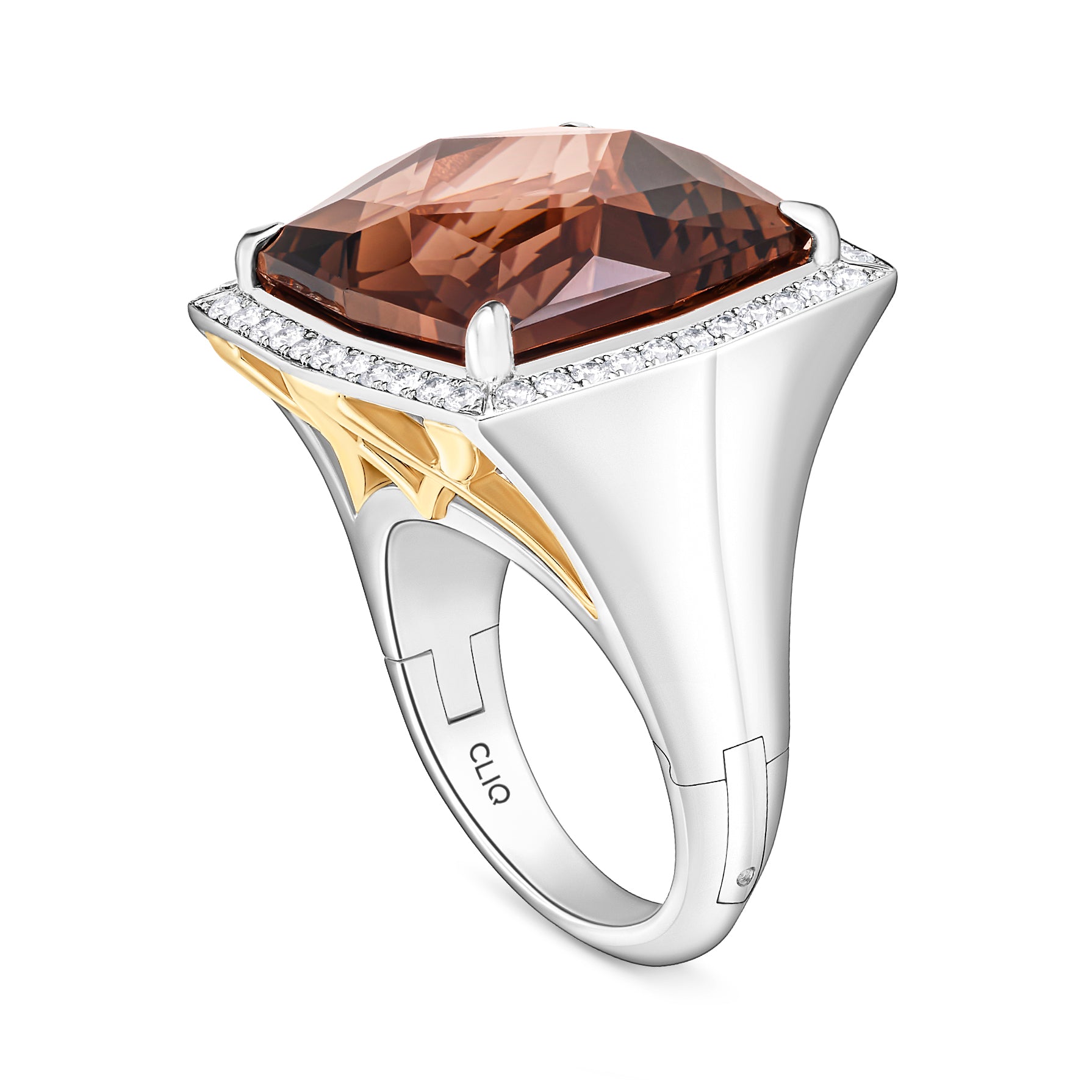 Hibiscus smoky topaz diamond cocktail ring high polished finish – CLIQ  Jewelry
