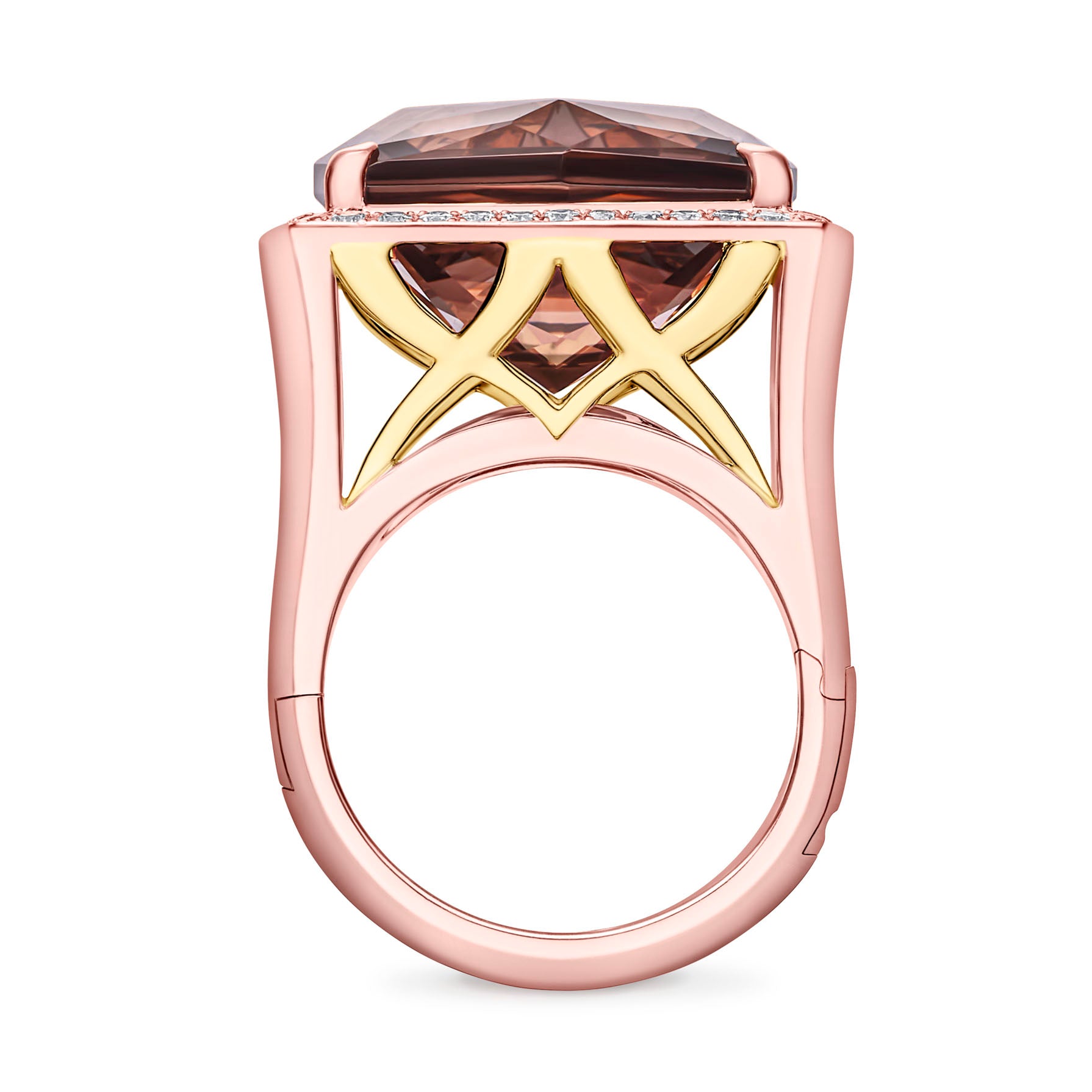 Hibiscus Smoky Topaz Cocktail Ring