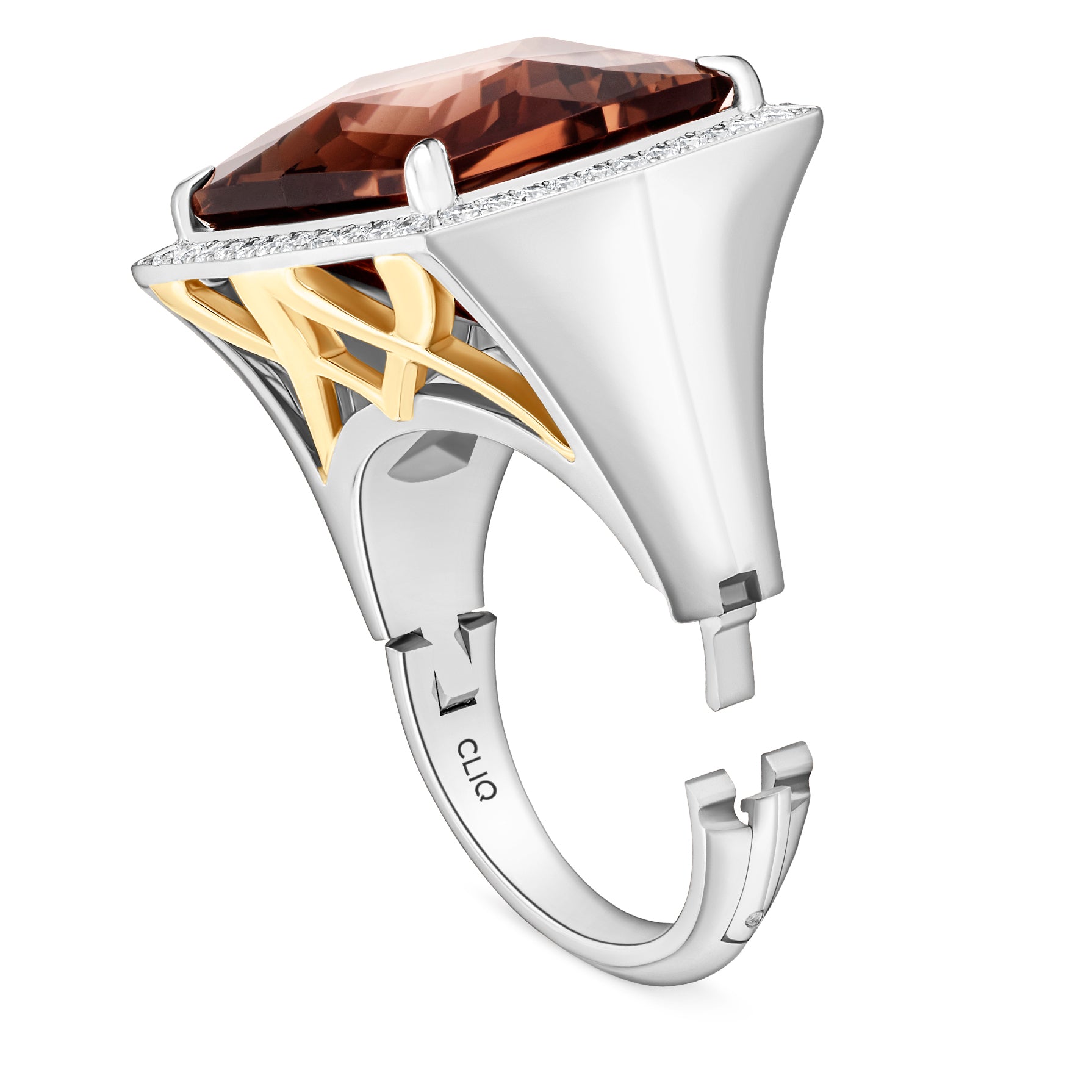 Hibiscus Smoky Topaz Cocktail Ring