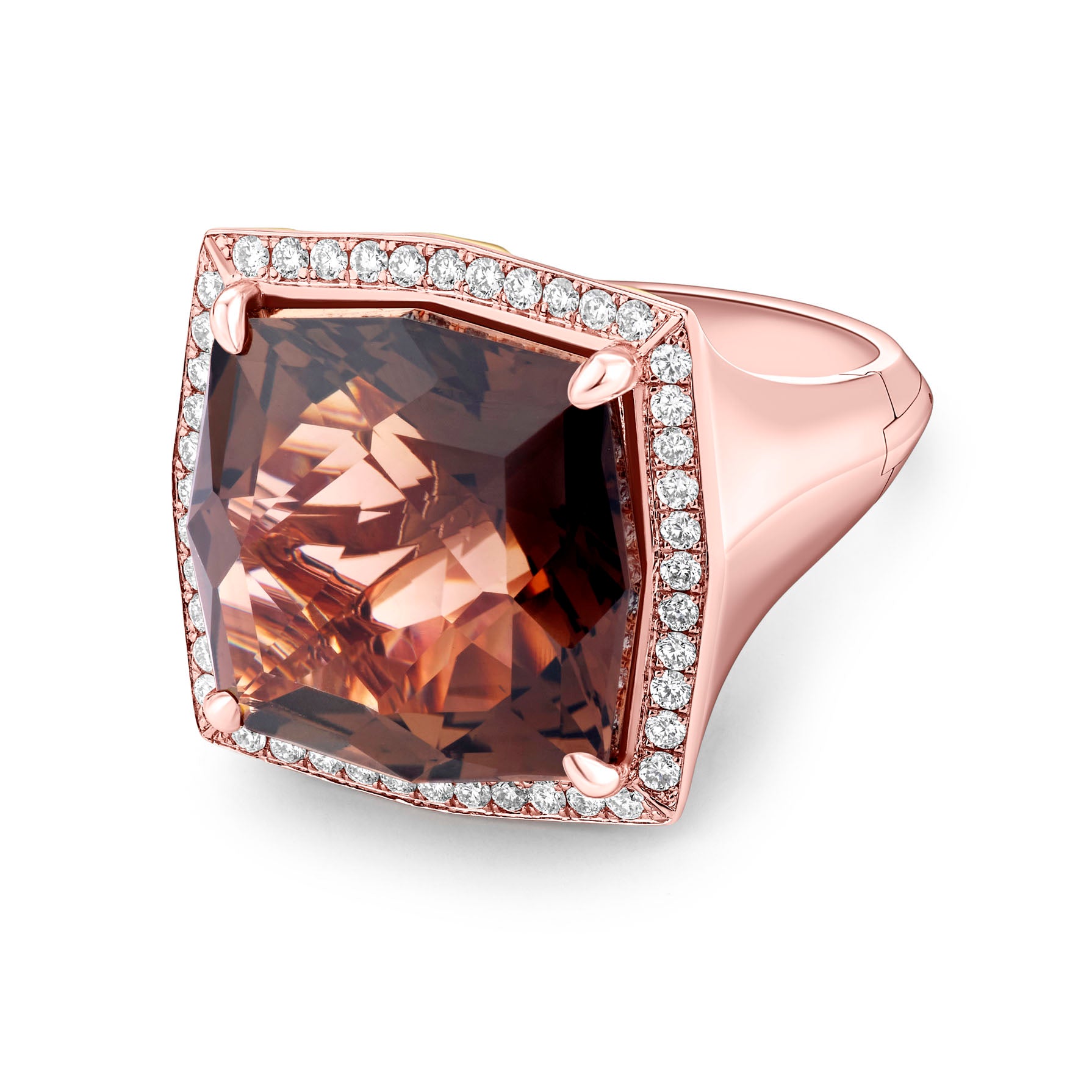 Hibiscus Smoky Topaz Cocktail Ring