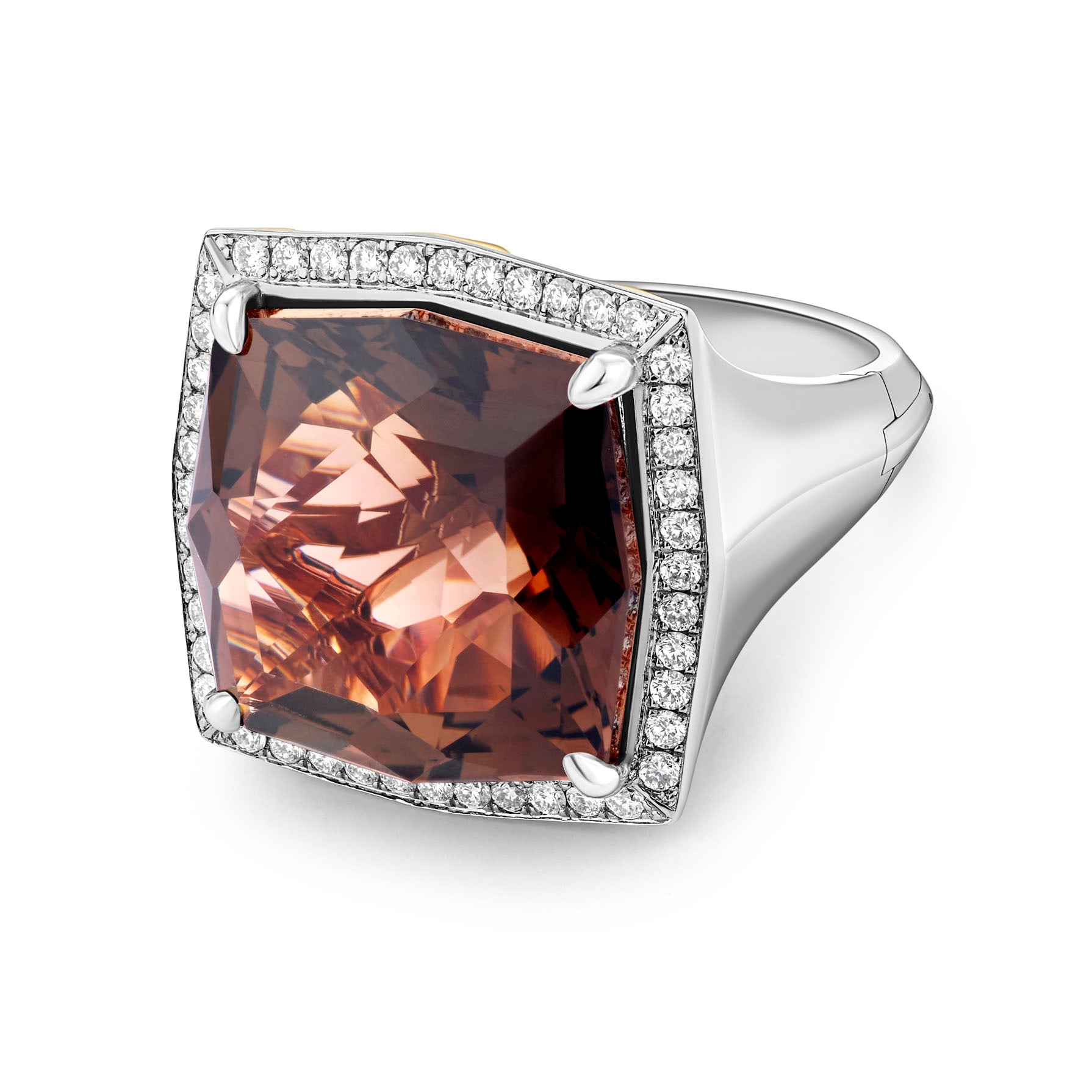 Hibiscus smoky topaz diamond cocktail ring high polished finish – CLIQ  Jewelry