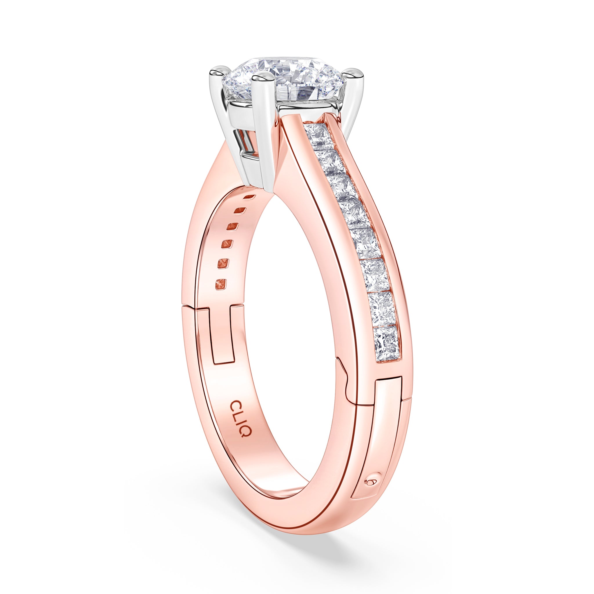 Kensington Engagement Ring with Square Side Stones