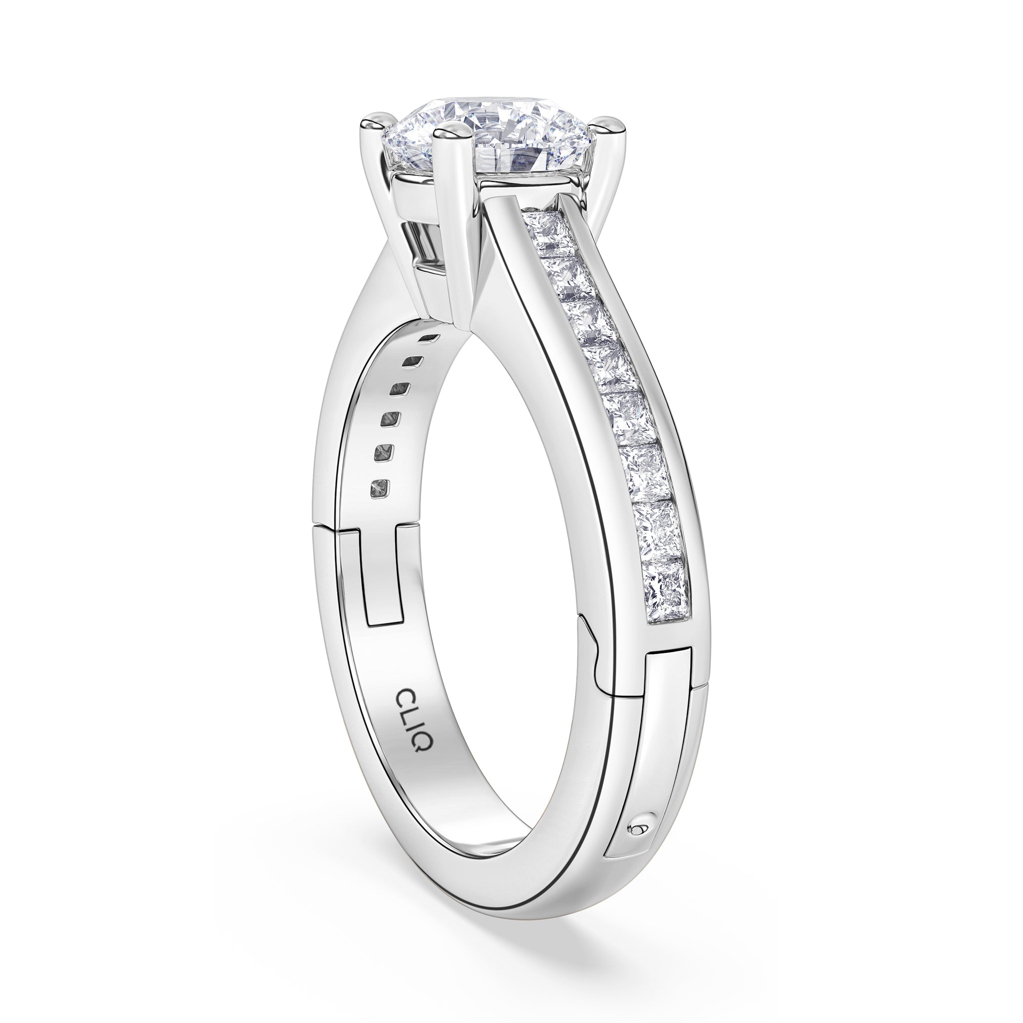 Kensington Engagement Ring with Square Side Stones