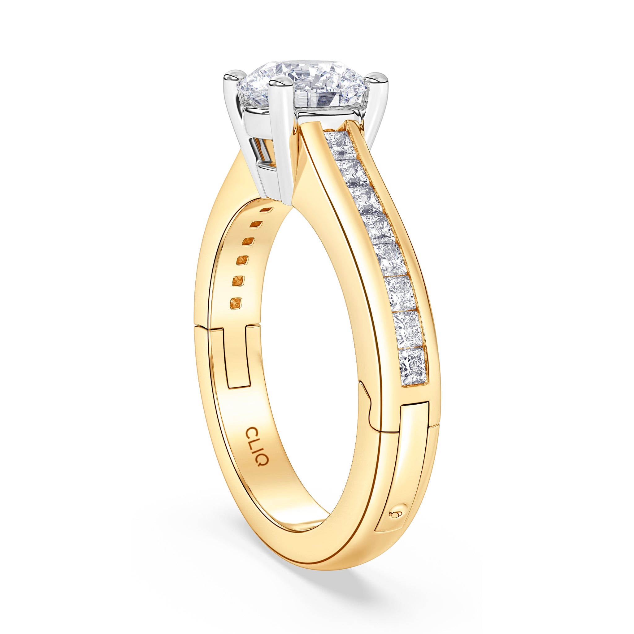 Kensington Engagement Ring with Square Side Stones