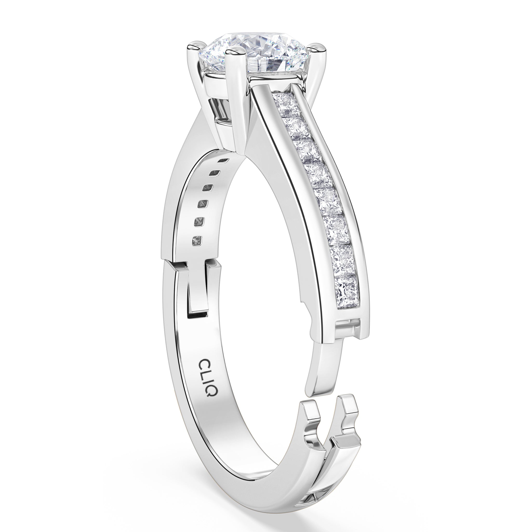 Kensington Engagement Ring with Square Side Stones