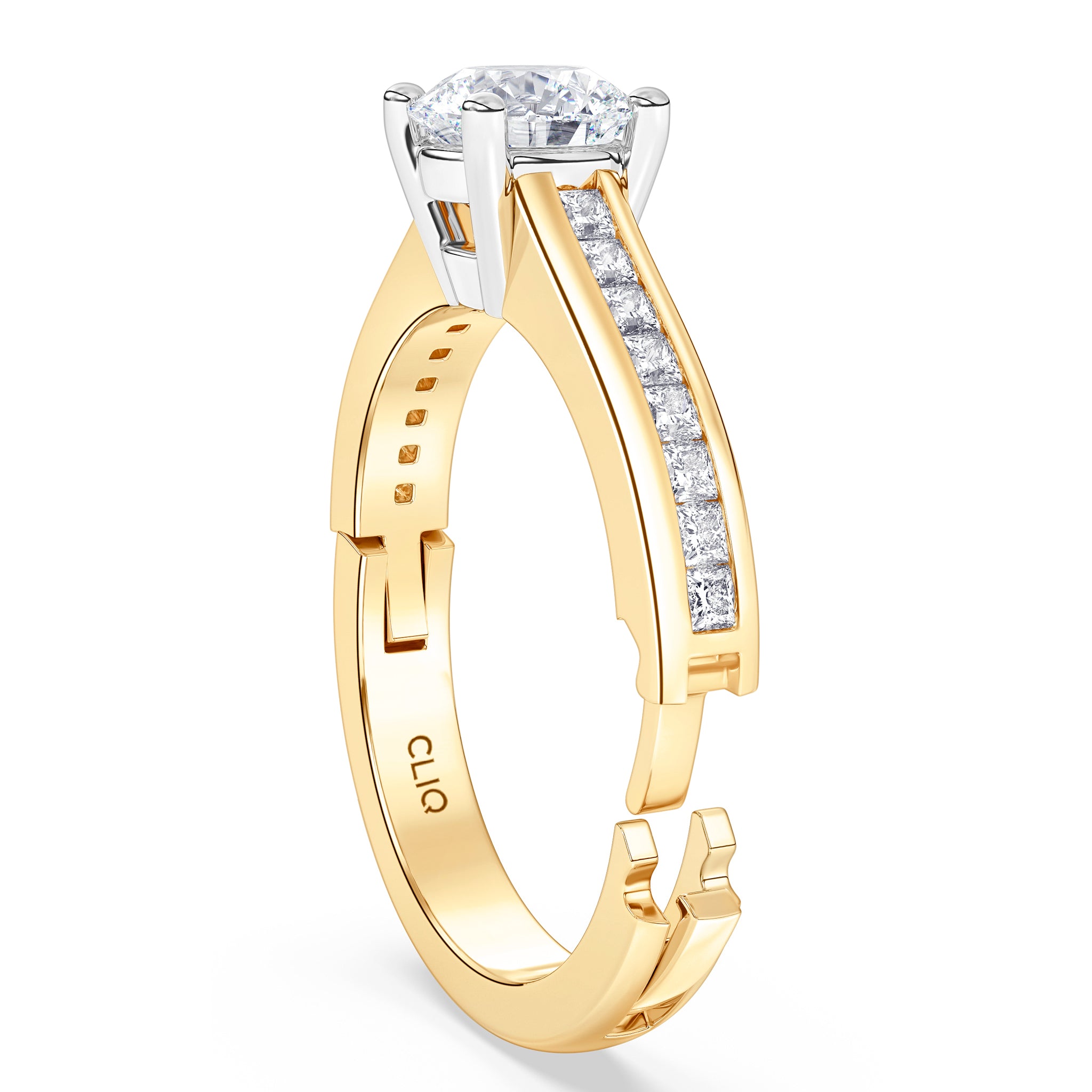 Kensington Engagement Ring with Square Side Stones