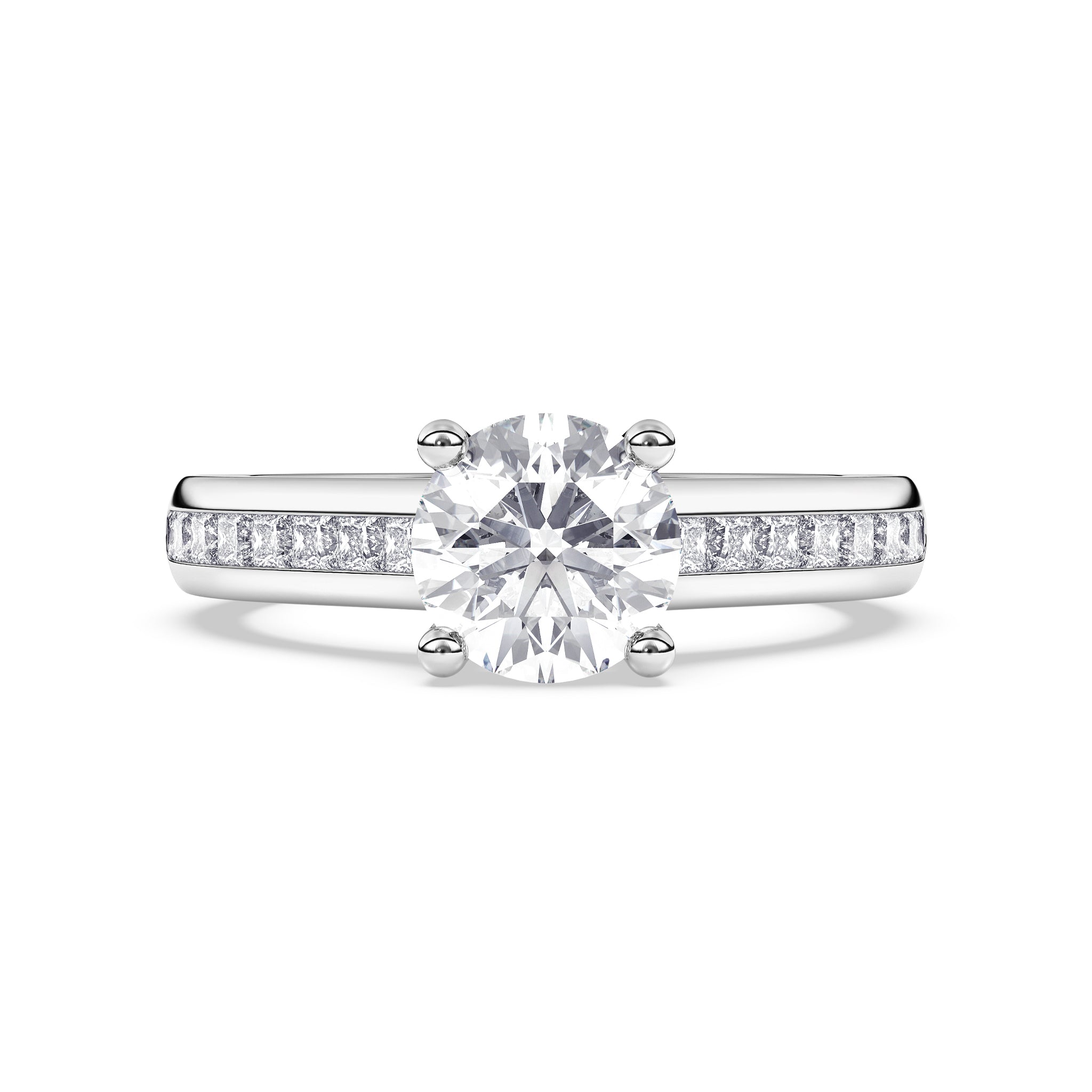 Kensington Engagement Ring with Square Side Stones