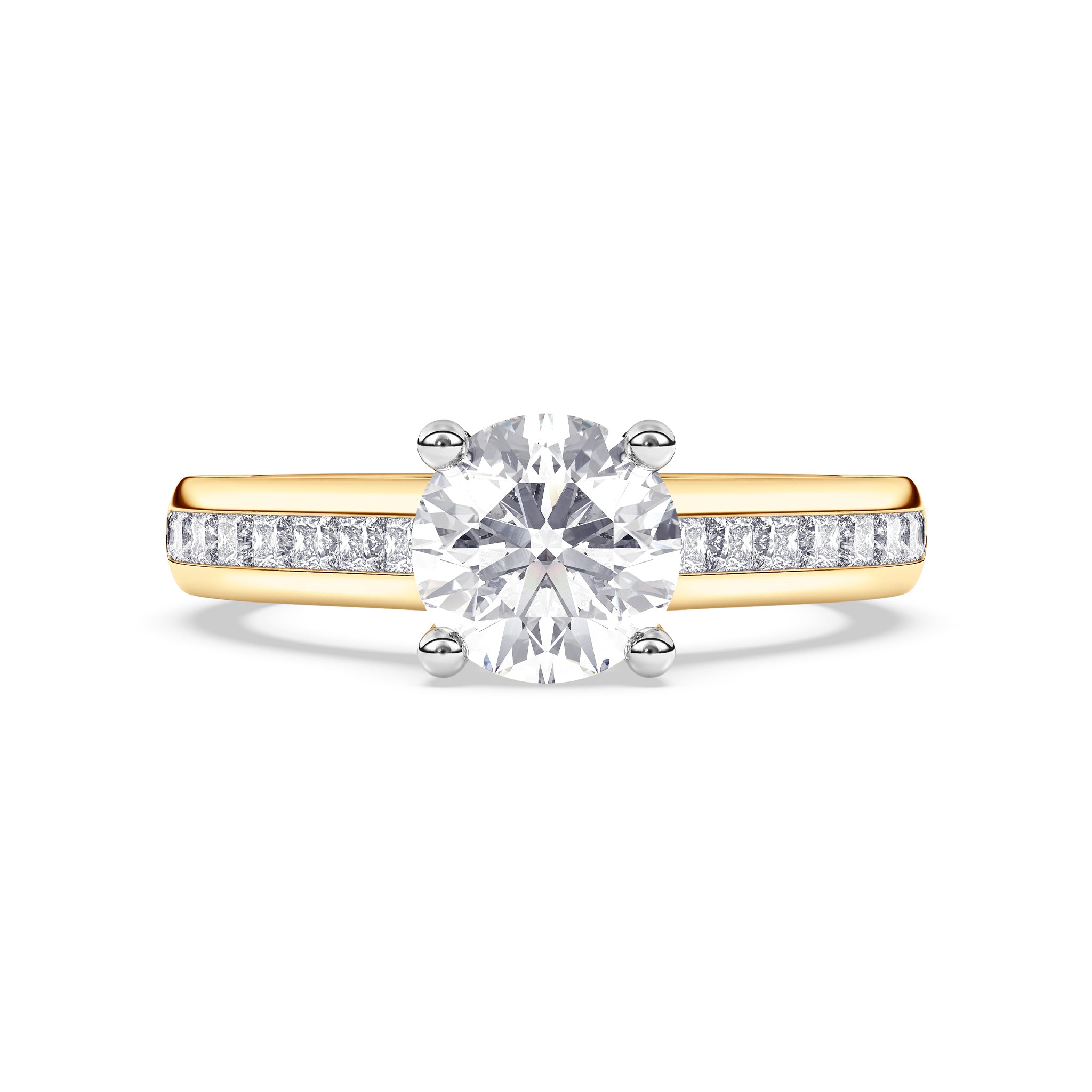 Kensington Engagement Ring with Square Side Stones