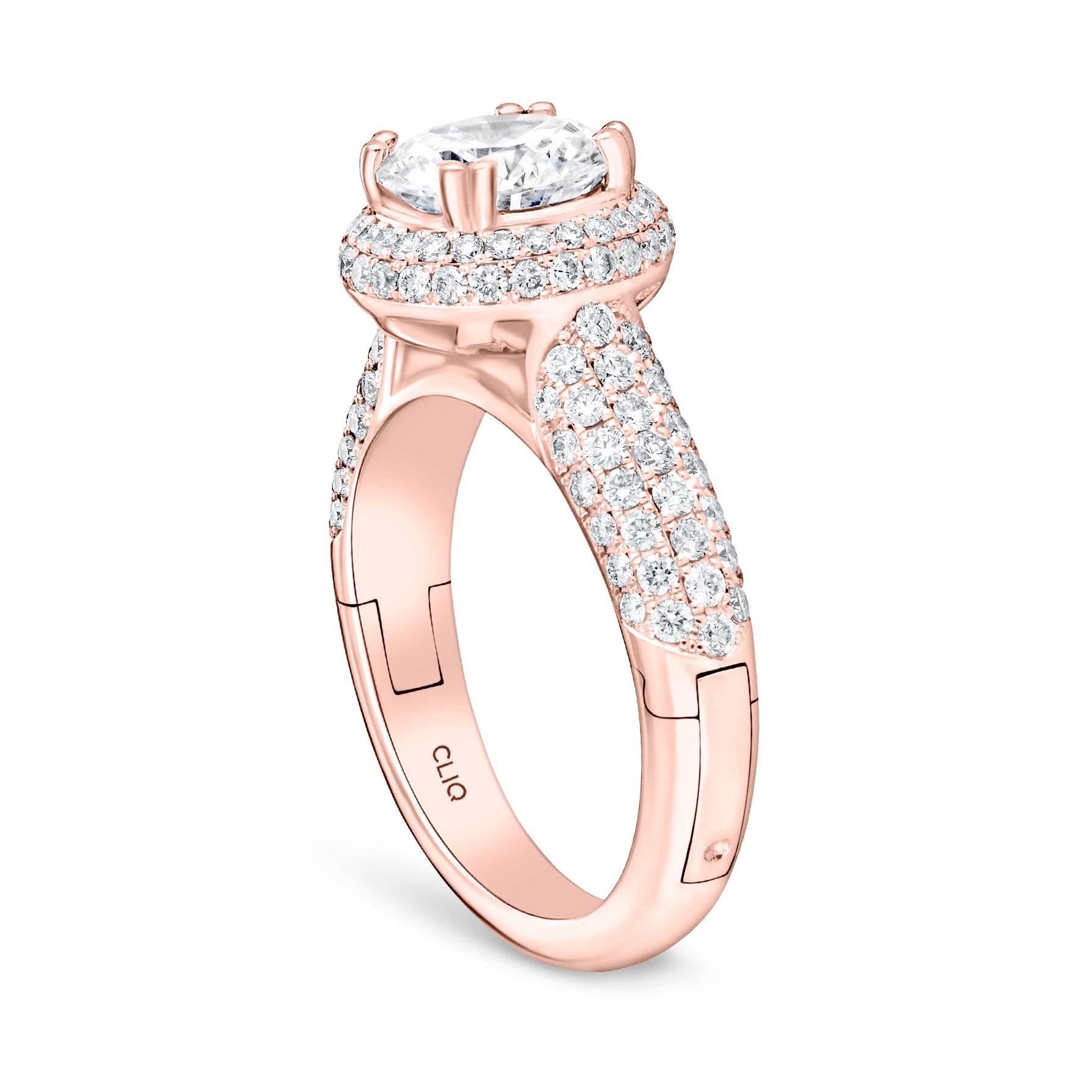 Regan Pavé Engagement Ring with Domed Halo