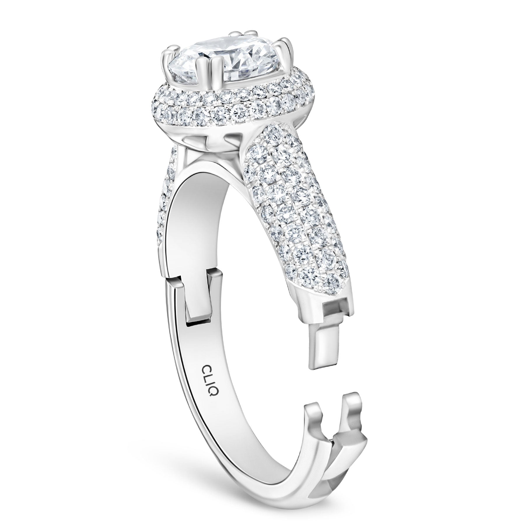 Regan Pavé Engagement Ring with Domed Halo