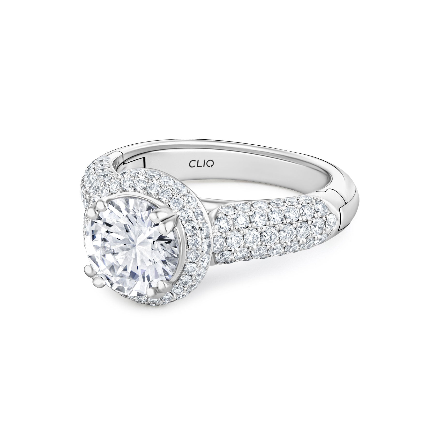 Regan Pavé Engagement Ring with Domed Halo