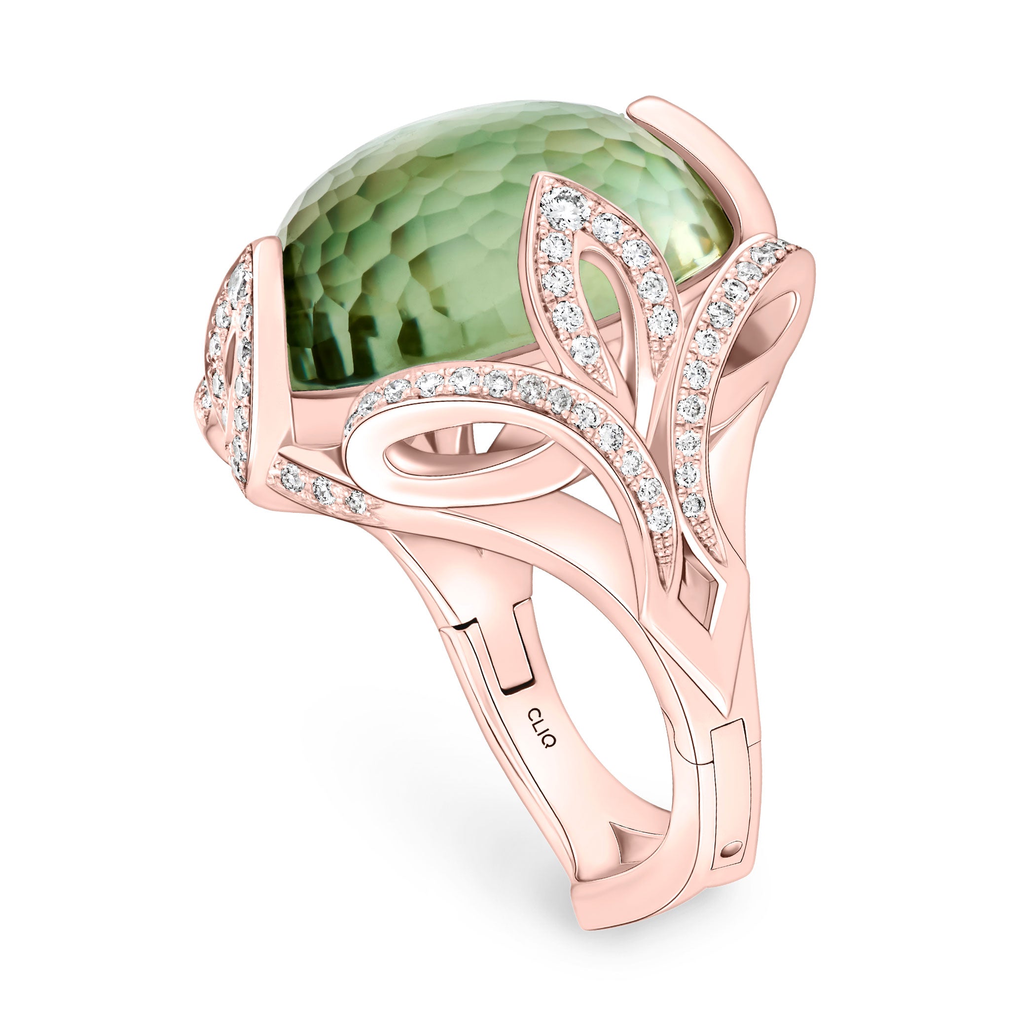 Verdana Prasiolite + Diamond Cocktail Ring